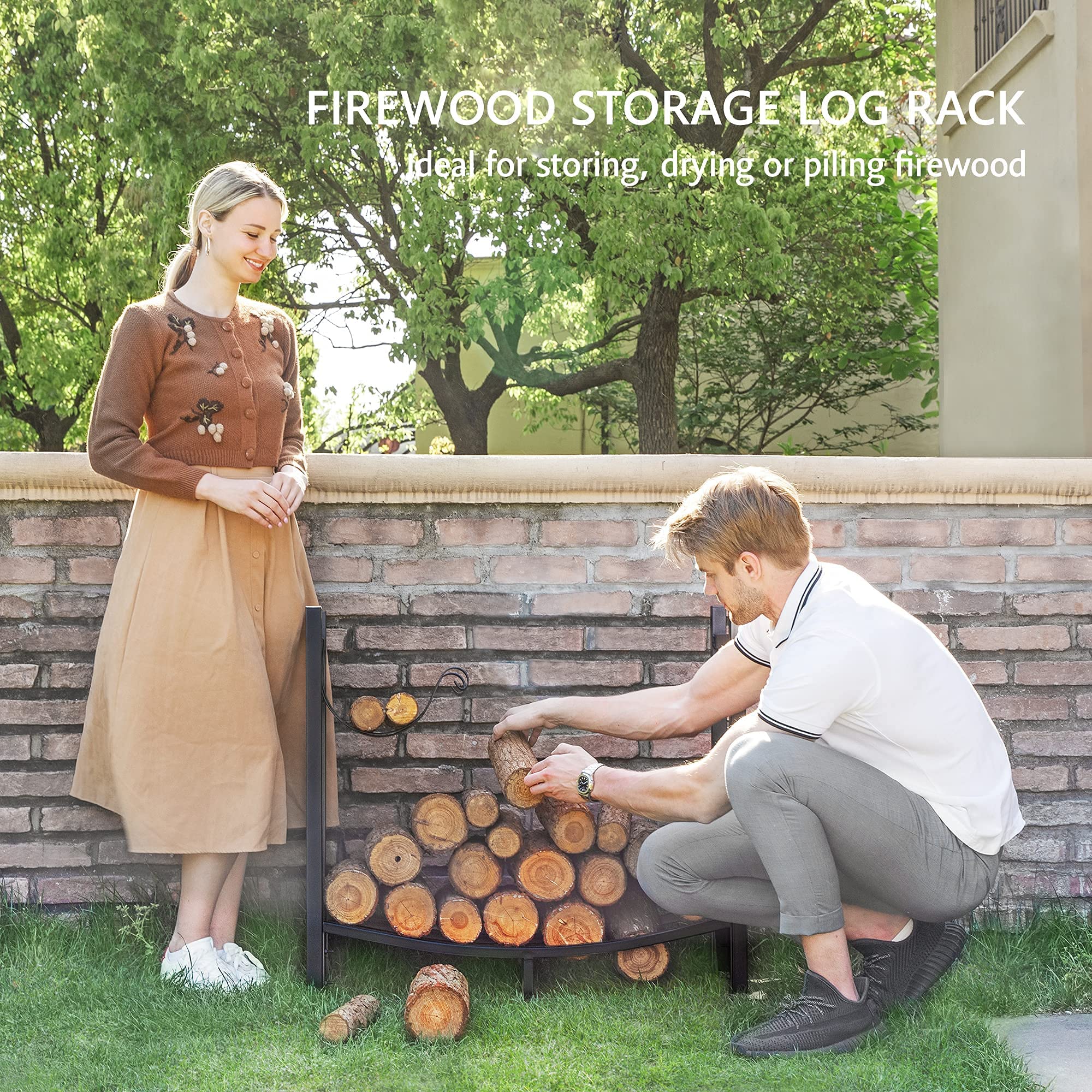 **VIVOHOME 3ft & 4ft Heavy Duty Firewood Storage Log Rack with Kindling Holder & Cover – Indoor/Outdoor Use for Fireplace, Patio, and Camping**