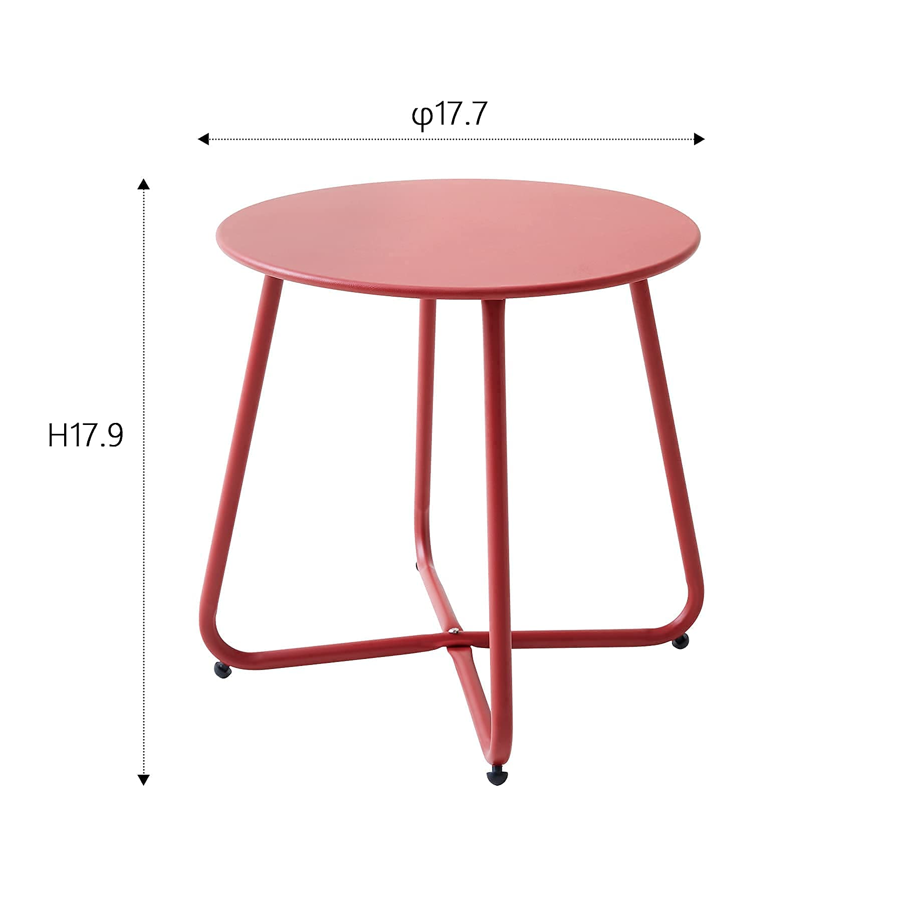 **Weatherproof Round Metal Outdoor Side Table - Portable Small Patio End Table for Garden, Balcony, Yard (Red) - Perfect for BBQs, Poolside, and Outdoor Relaxation**