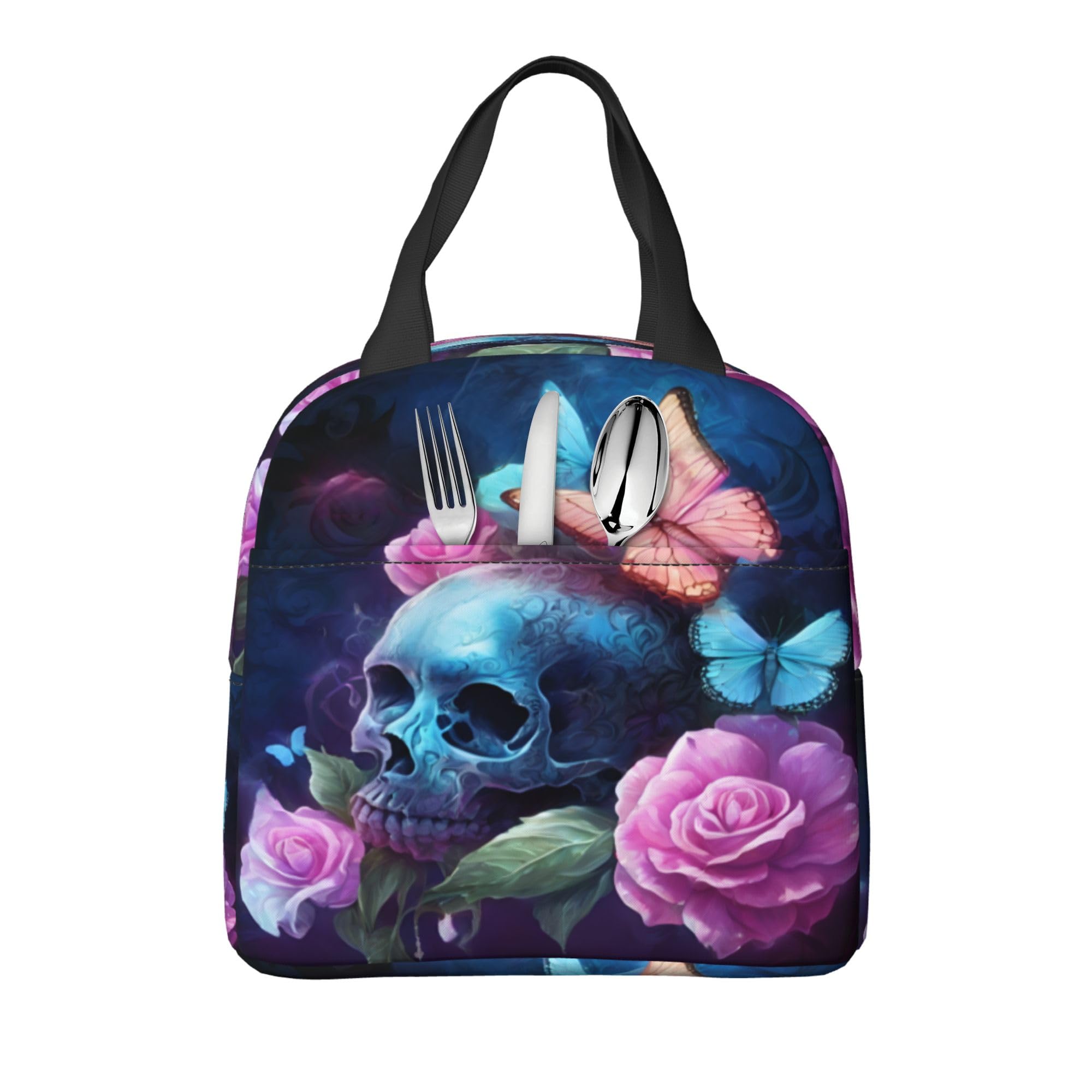 Skull Butterfly Insulated Lunch Box - Reusable Thermal Lunch Bag for Women & Men, Perfect for Office, Camping, Hiking, Picnic, Beach & Travel | Great for Work, School, Outdoor Adventures & Daily Commute