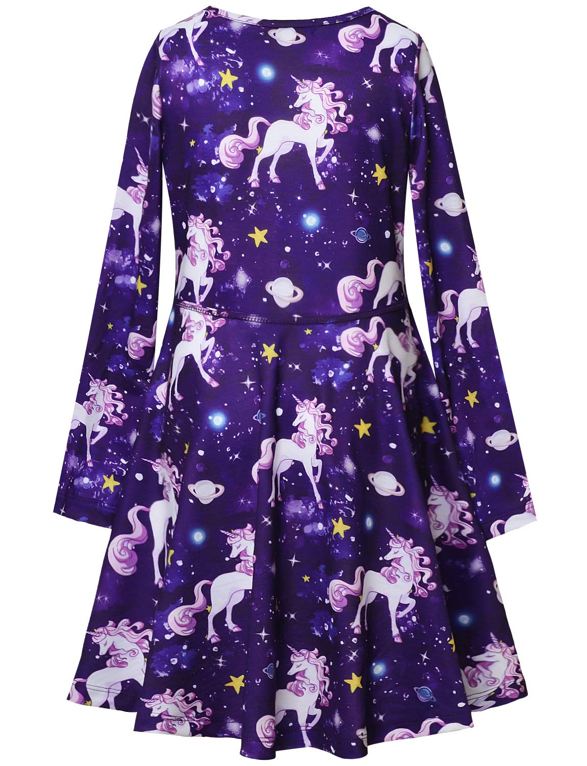 Jxstar Girls Long Sleeve Cotton Dress for Kids - Soft & Comfortable Fall Winter Swing Twirl Outfit - Perfect for School, Parties, and Playdates