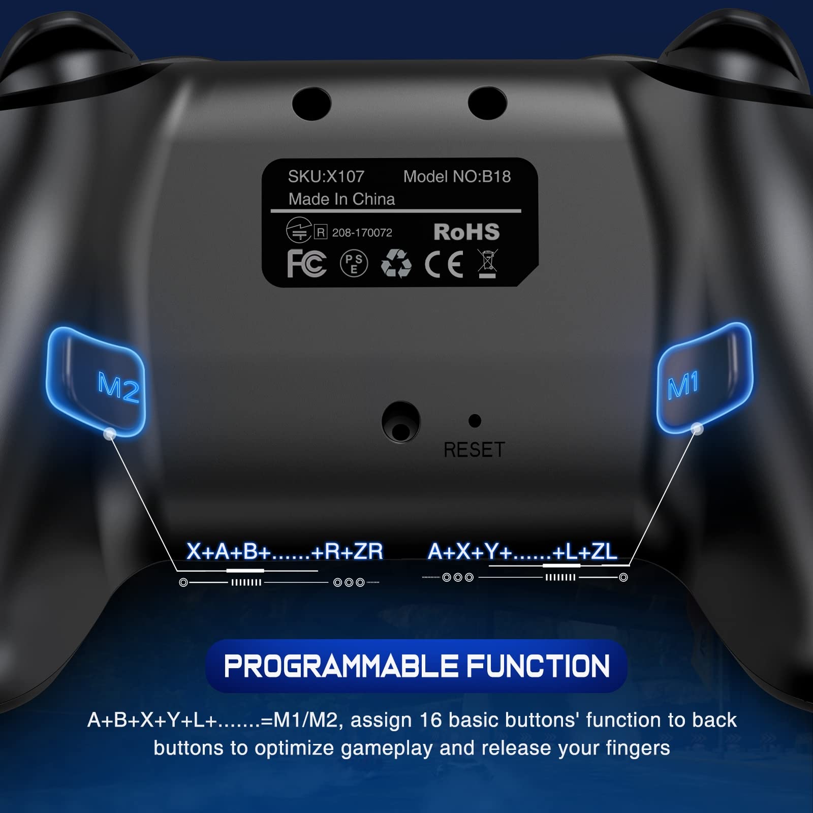 Wireless Pro Controller for Nintendo Switch/Lite/OLED - Programmable Back Buttons with Mouse Touch Feel, Turbo Function & Wake-up Feature | Perfect for Gaming, Travel & Multiplayer Sessions