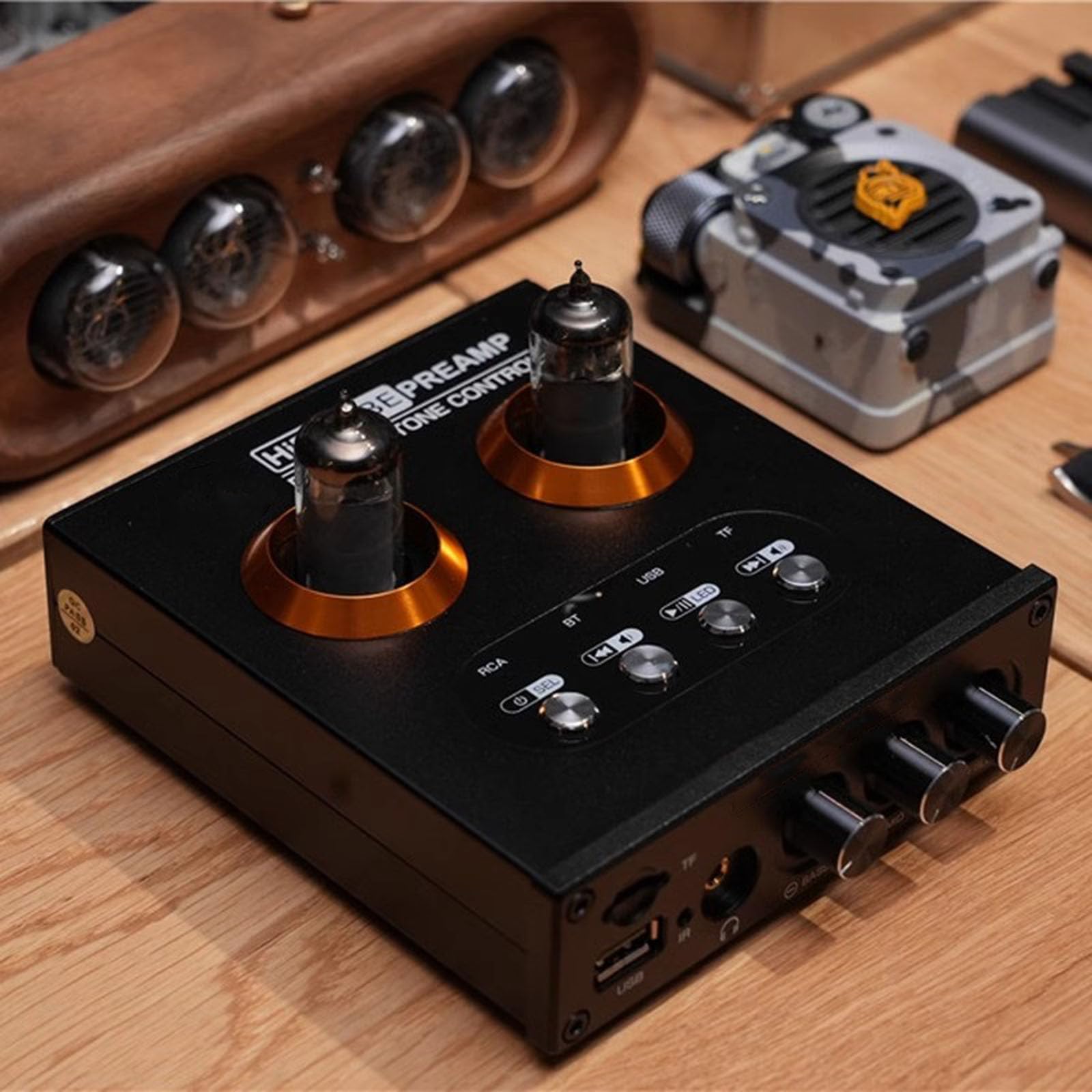 2 Channel Class D Digital Mini Hi-Fi Tube Amplifier with Bluetooth 5.0 & Remote Control - Compact Power Amp for Headphones & Home Audio Systems | Perfect for Living Room, Bedroom & Office Music Listening