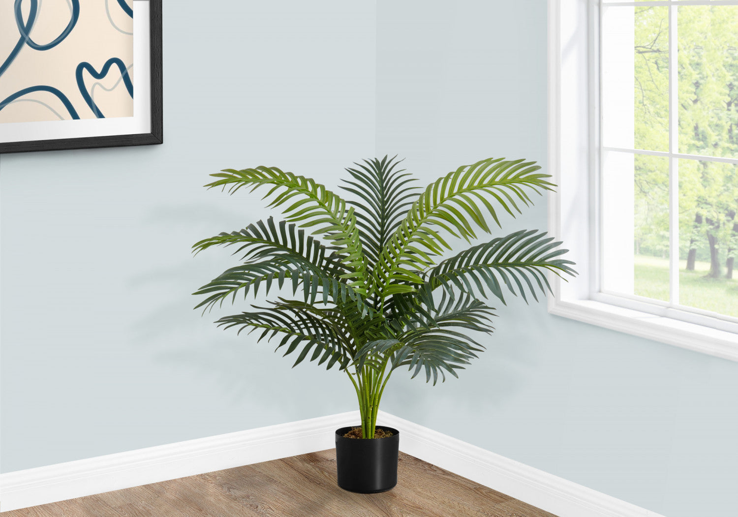 34 Inch Artificial Palm Tree with 5 Black Pots - Indoor/Outdoor Fake Plants for Home Decor, Office, Patio & Garden Landscaping
