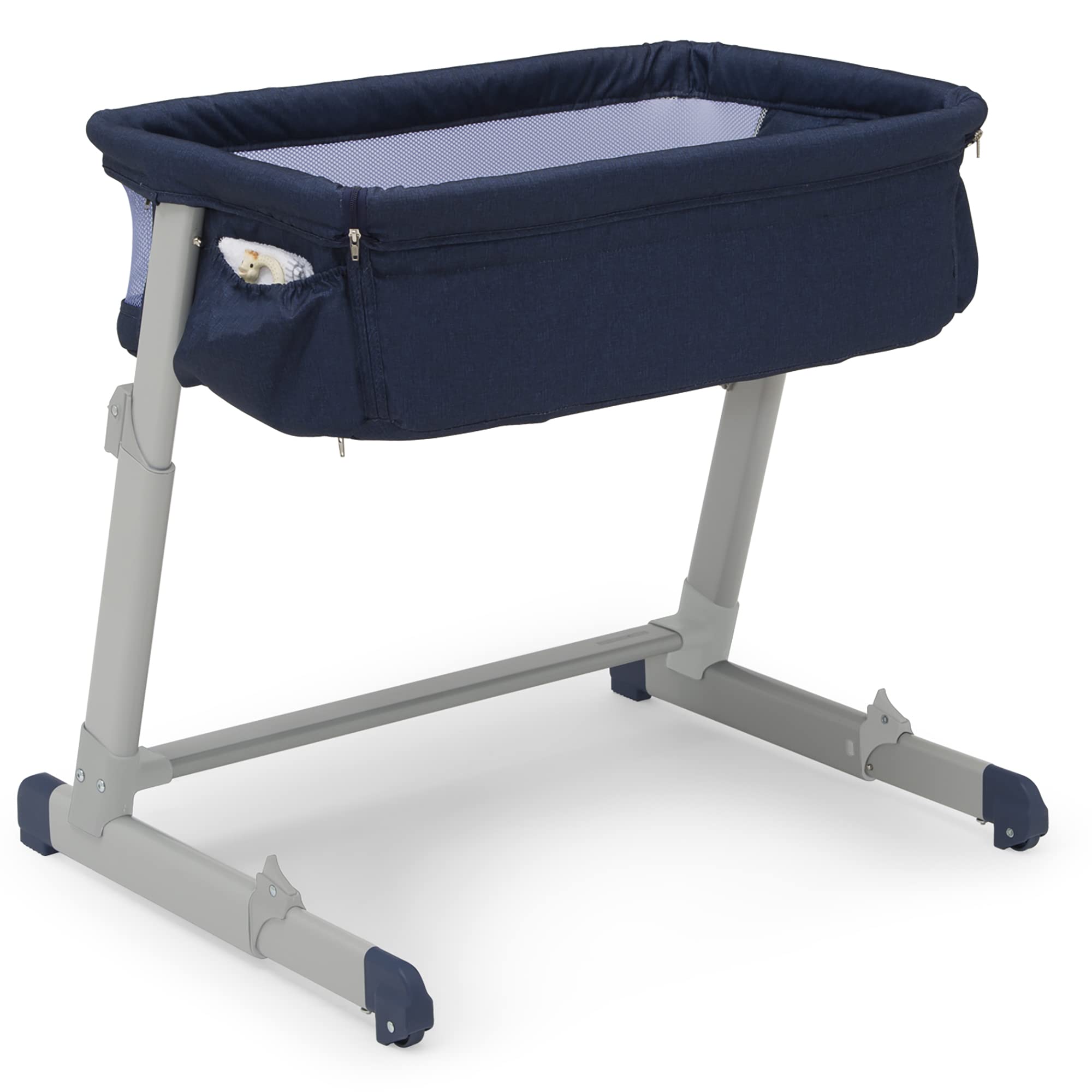 GAP BabyGap Whisper Bedside Bassinet Sleeper - Breathable Mesh, Adjustable Heights, Lightweight Portable Crib - Sustainable Materials, Navy Camo - Perfect for Newborns, Nursery & Travel