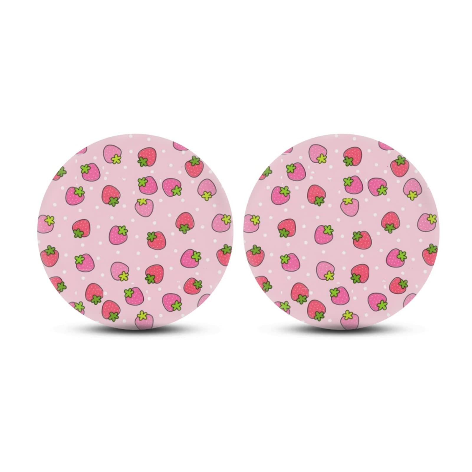 Belidome Pink Strawberry Coasters Set - 6 Pack Non-Slip Cup Holder Covers for Car, Home & Office - Cute Interior Auto Decor for Women & Men - Perfect for Coffee, Drinks & Protecting Surfaces