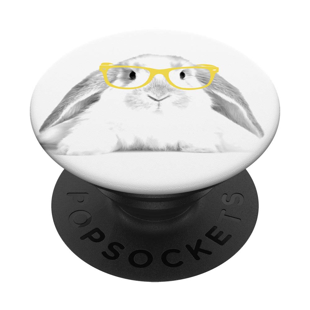 Bunny Rabbit with Yellow Glasses PopSockets PopGrip - Interchangeable Phone & Tablet Stand with Grip | Perfect for iPhone, Samsung & iPad | Cute Accessory for Work, School & Travel