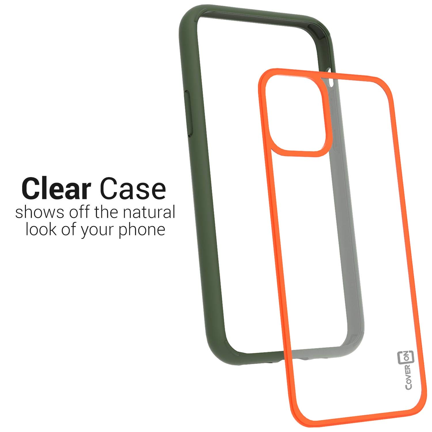 CoverON Unity Series Clear iPhone 11 Pro Max Case - Shockproof Protective Cover with Green & Orange Accents | Perfect for Everyday Use, Outdoor Activities & Travel Protection