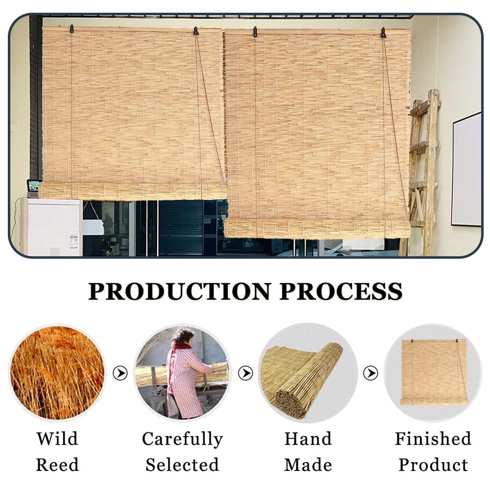 Natural Bamboo Blinds for Windows & Patio - Waterproof Outdoor Bamboo Shades, 70% Shading Rate, Sun Protection & Ventilation - Perfect for Living Room, Bedroom, and Garden Privacy