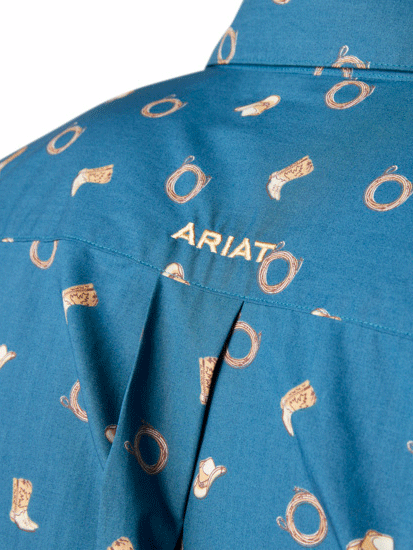 Ariat Men's Brody Snap Long Sleeve Shirt - Deep Dive Teal - Western Style Work Shirt for Ranch, Rodeo & Outdoor Activities