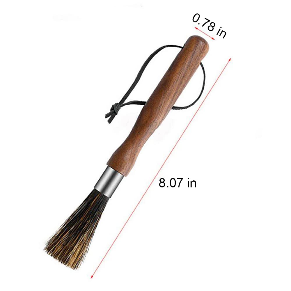 **Long Handle Natural Bristle Coffee Grinder Brush with Black Walnut Handle – Espresso Machine Cleaning Brush for Baristas – Durable Coffee Grinder & Machine Accessory – Perfect for Home & Professional Use**