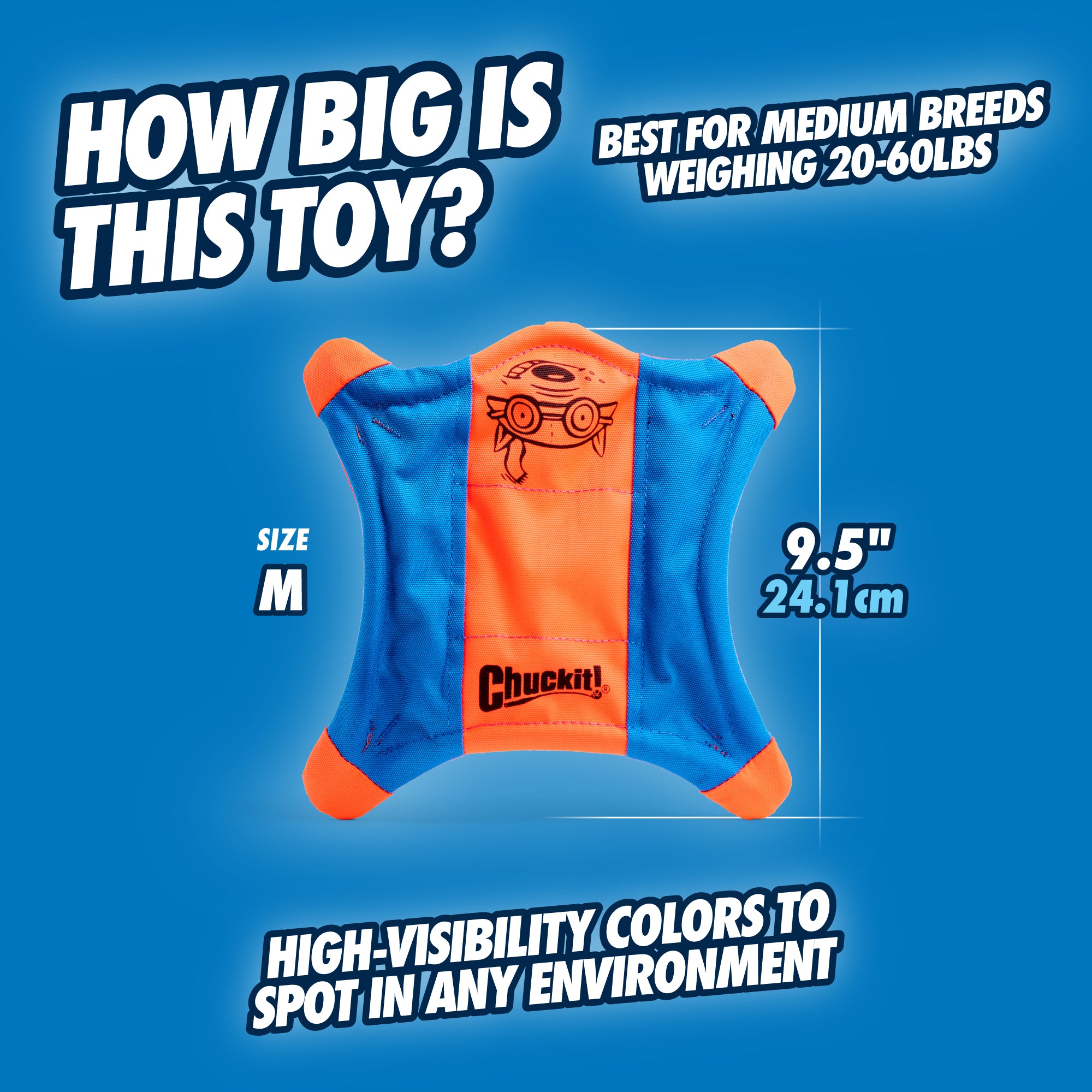 Chuckit! Flying Squirrel Dog Toy - Durable Fetch Frisbee for Outdoor Play, Beach & Park Activities - Best for Medium & Large Dogs
