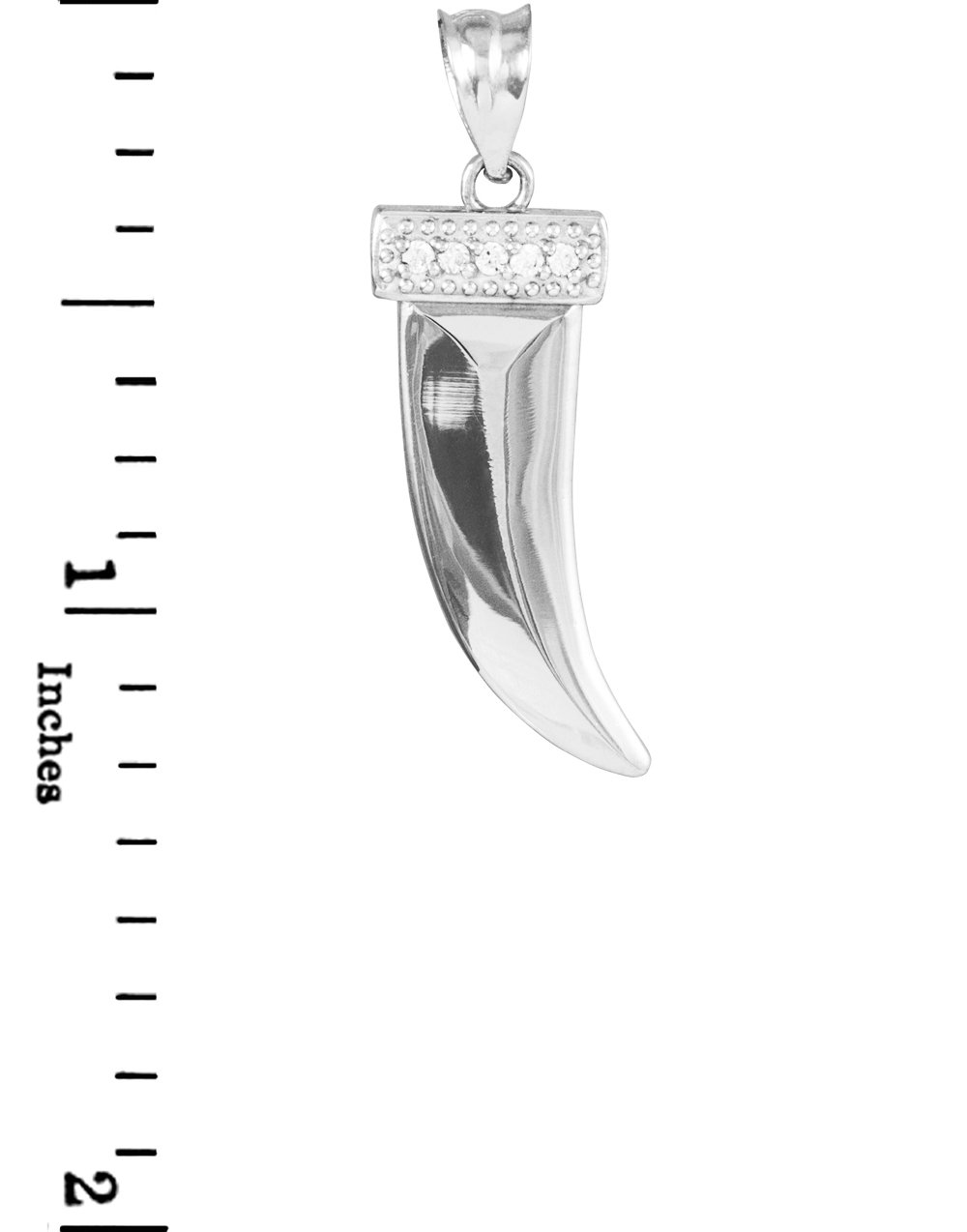 14K White Gold Tiger Tooth Pendant Necklace with Diamonds - Elegant Jewelry for Men & Women, Perfect for Gifts, Parties, and Everyday Wear