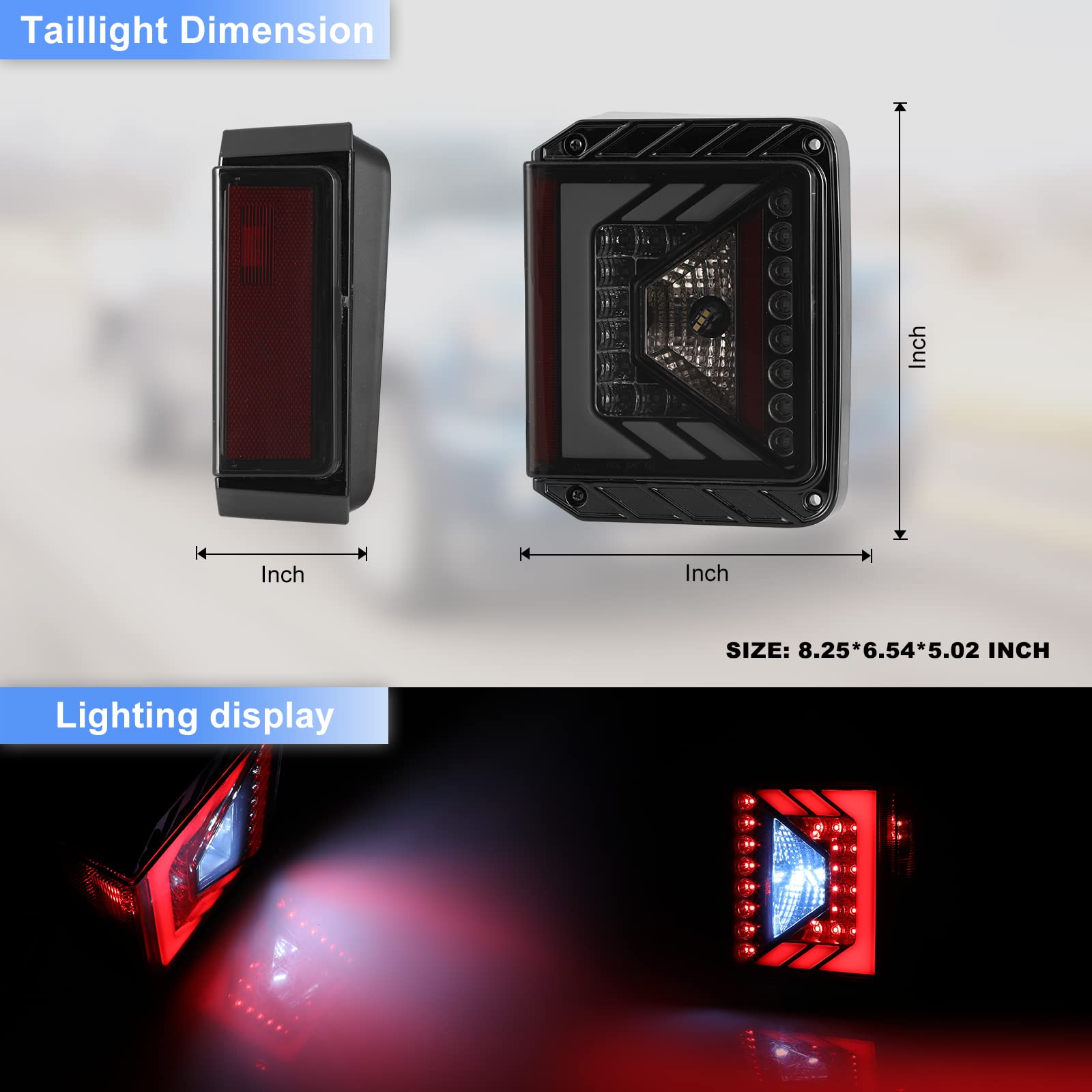 ROXX LED Tail Lights for 2007-2018 Jeep Wrangler JK & JKU - Black Smoke Lens Replacement Pair - Off-Road & Night Driving Safety Upgrade