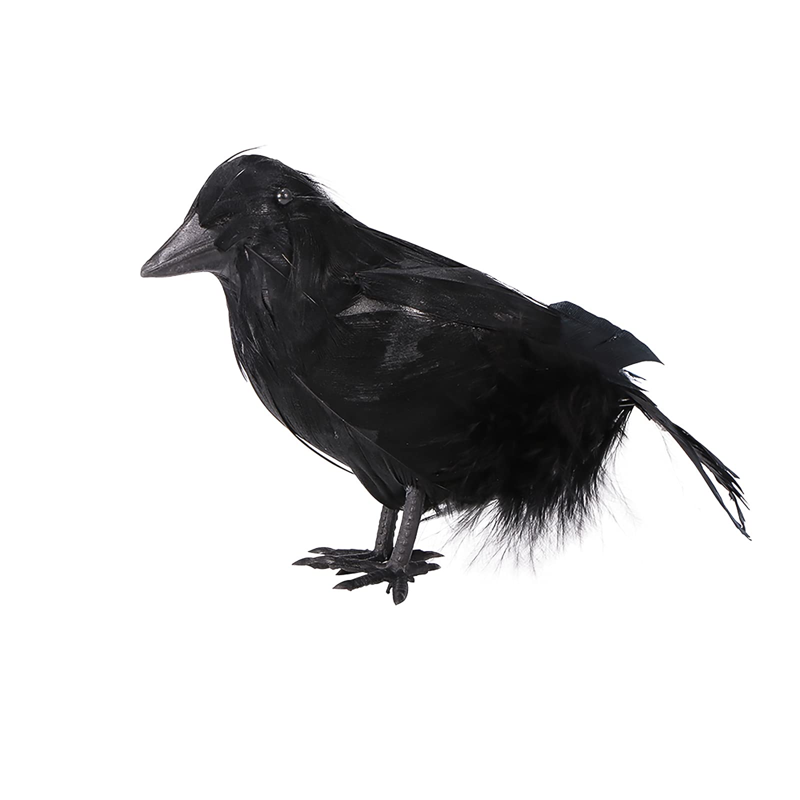 Realistic Halloween Crow Decorations - Handmade Black Feather Crows with Flying & Standing Poses - Indoor/Outdoor Raven Props for Spooky Party, Haunted House & Gothic Home Decor