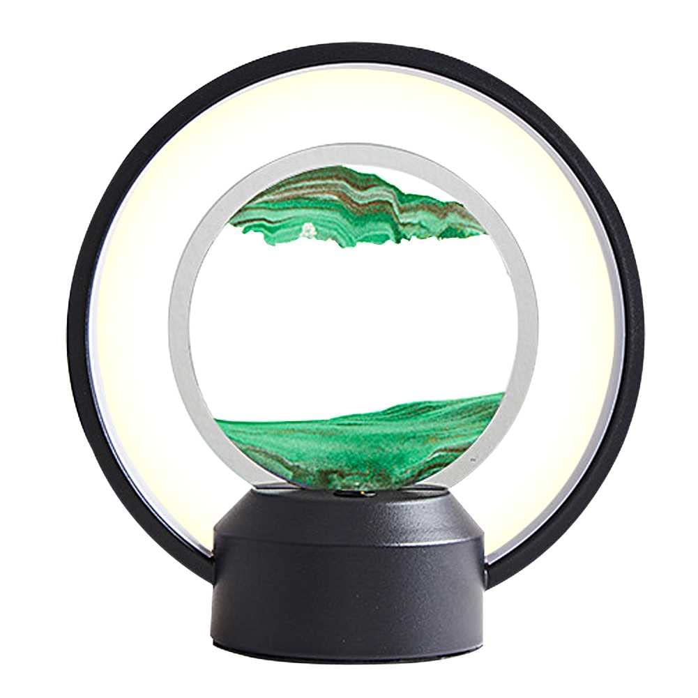 DDTP 3D Deep Sea Moving Sand Art Picture with LED Light | Round Glass Flowing Sand Frame Table Lamp for Home & Office Decor | Relaxing Motion Sandscapes for Bedroom, Living Room, Spa & Meditation Spaces