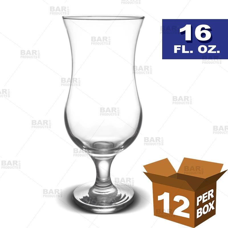 BarConic® 16 oz Hurricane Glasses - Set of 12 - Premium Cocktail Glasses for Tropical Drinks, Margaritas & Piña Coladas - Perfect for Beach Parties, Tiki Bars & Summer Entertaining