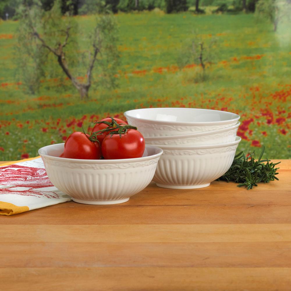 Italian Countryside® 4-Piece Ceramic Fruit Bowls Set - Elegant Handcrafted Serving Bowls for Kitchen, Dining Table, and Party Decor