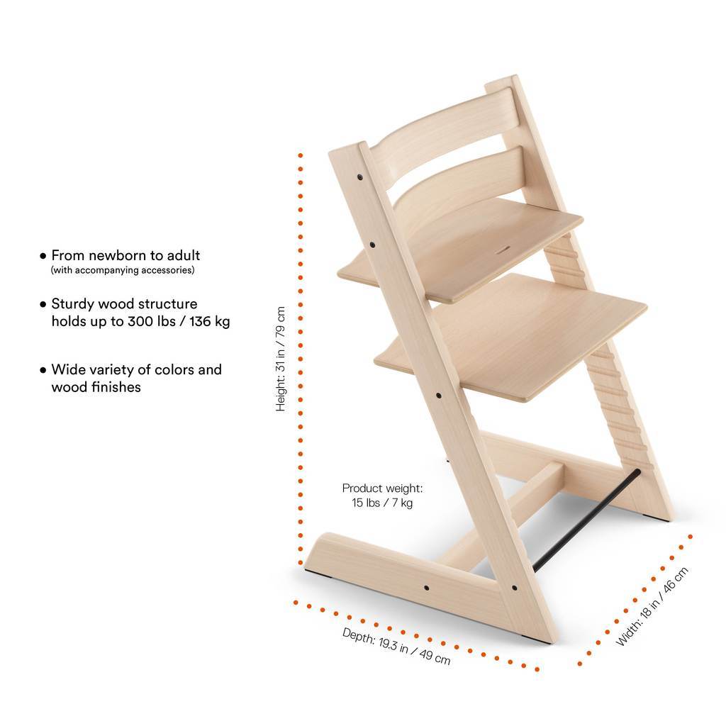 Stokke Tripp Trapp High Chair - Adjustable Baby & Toddler Wooden Chair with Safety Harness - Perfect for Dining, Feeding & Learning at Home