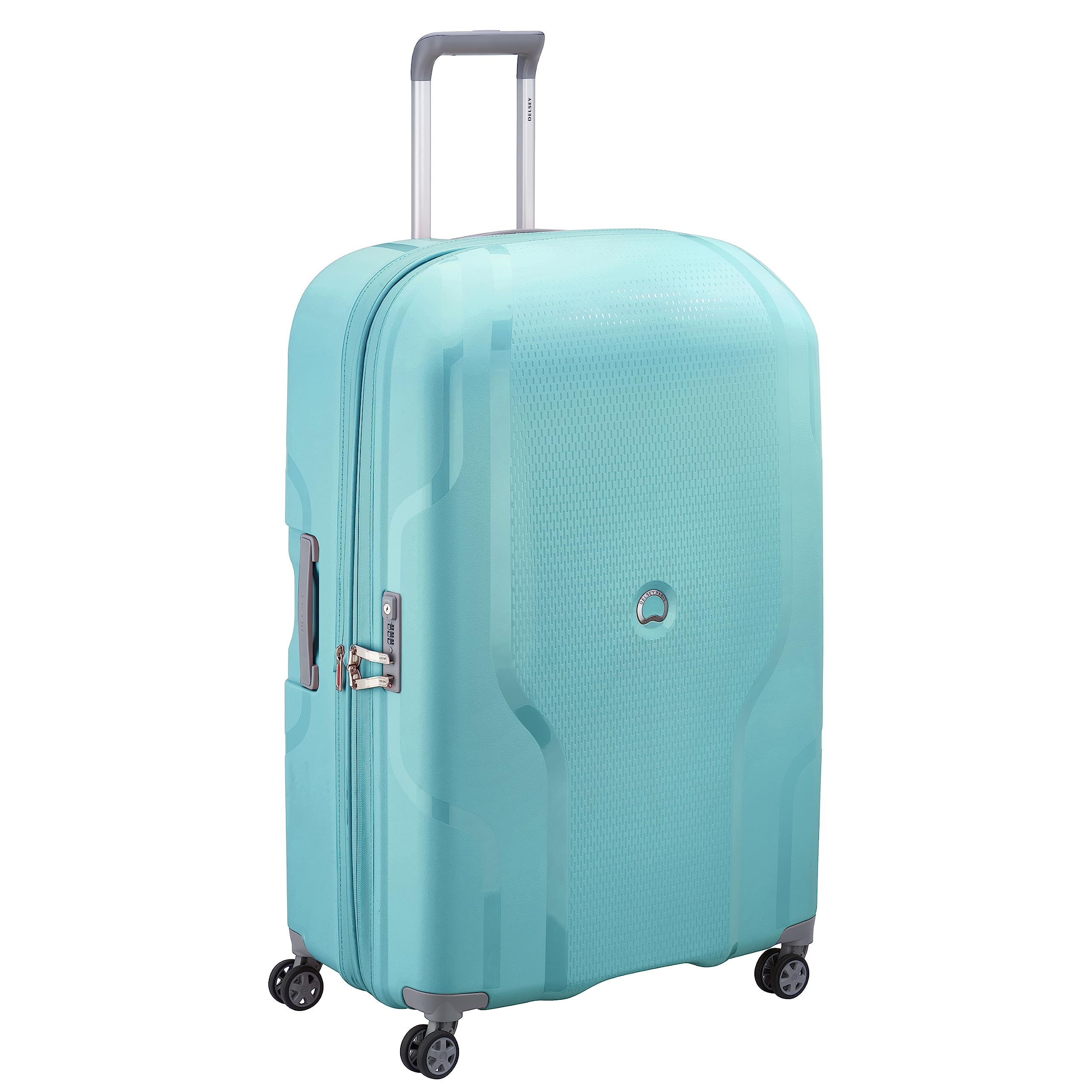 Delsey Paris Clavel 30 Inch Hardside Expandable Spinner Luggage - Teal Checked Large Suitcase for Travel, Business Trips & Vacations | Durable & Lightweight