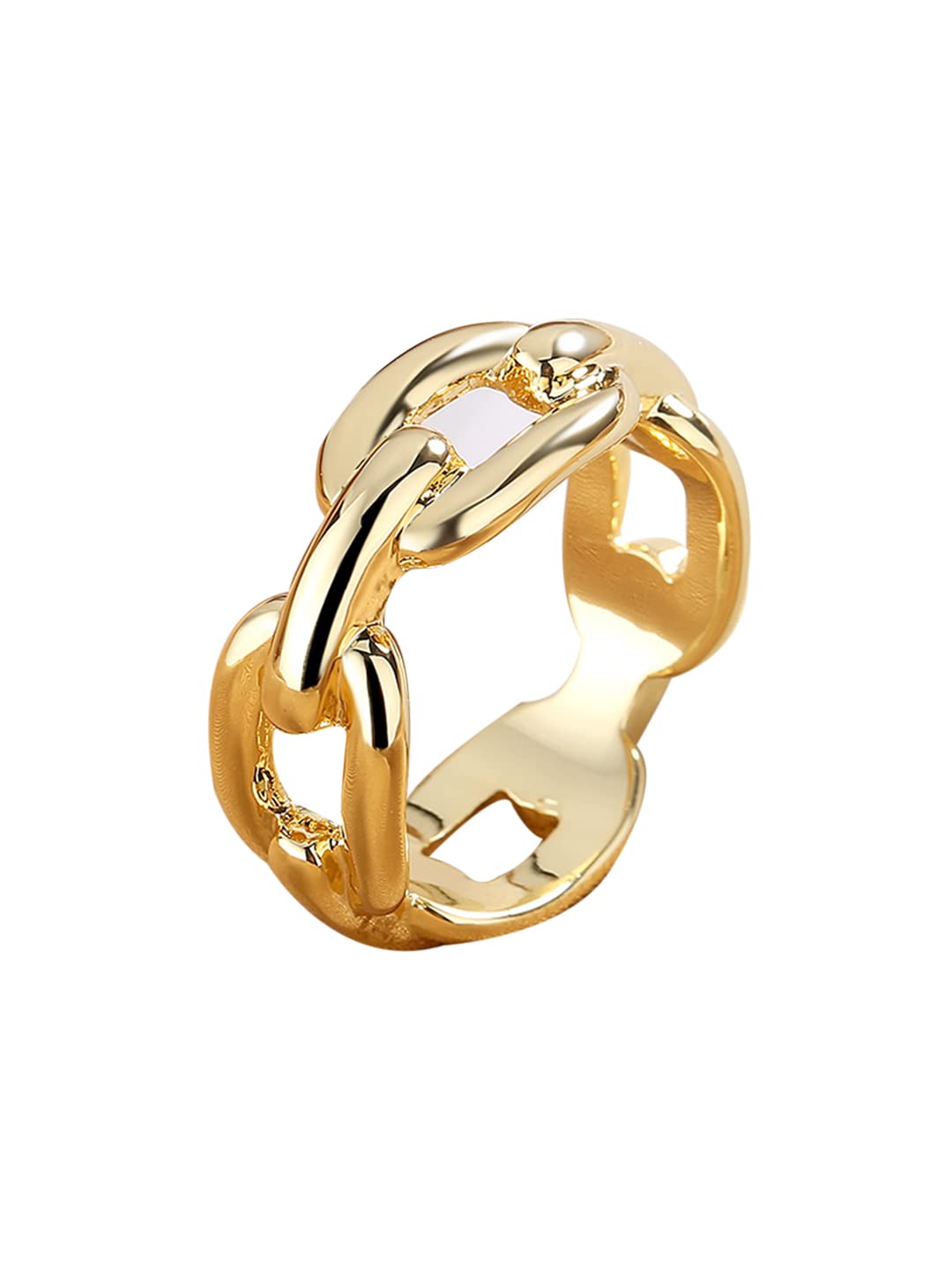 Fashionable Yellow Chime Rings for Women & Girls - Gold Tone Chain Design Finger Rings - Perfect Birthday Gift for Her, Anniversary Present for Wife - Ideal for Parties, Date Nights & Special Occasions