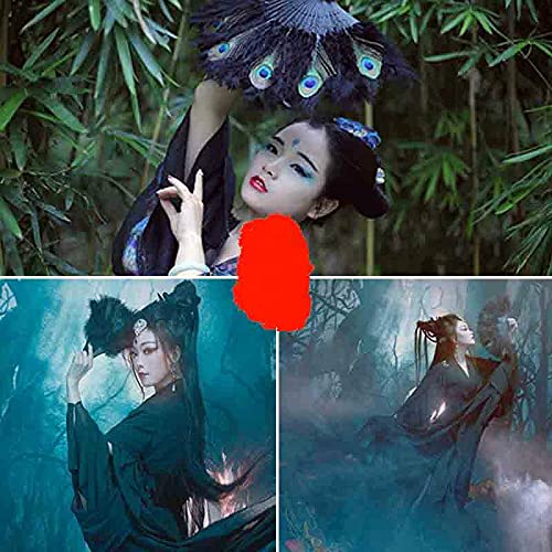 Chinese Peacock Feather Folding Hand Fan - 50x30cm Wedding Dance Fan, Cosplay Accessory, Home Decor for Parties & Events | Perfect for Weddings, Performances, and Asian-Themed Decor