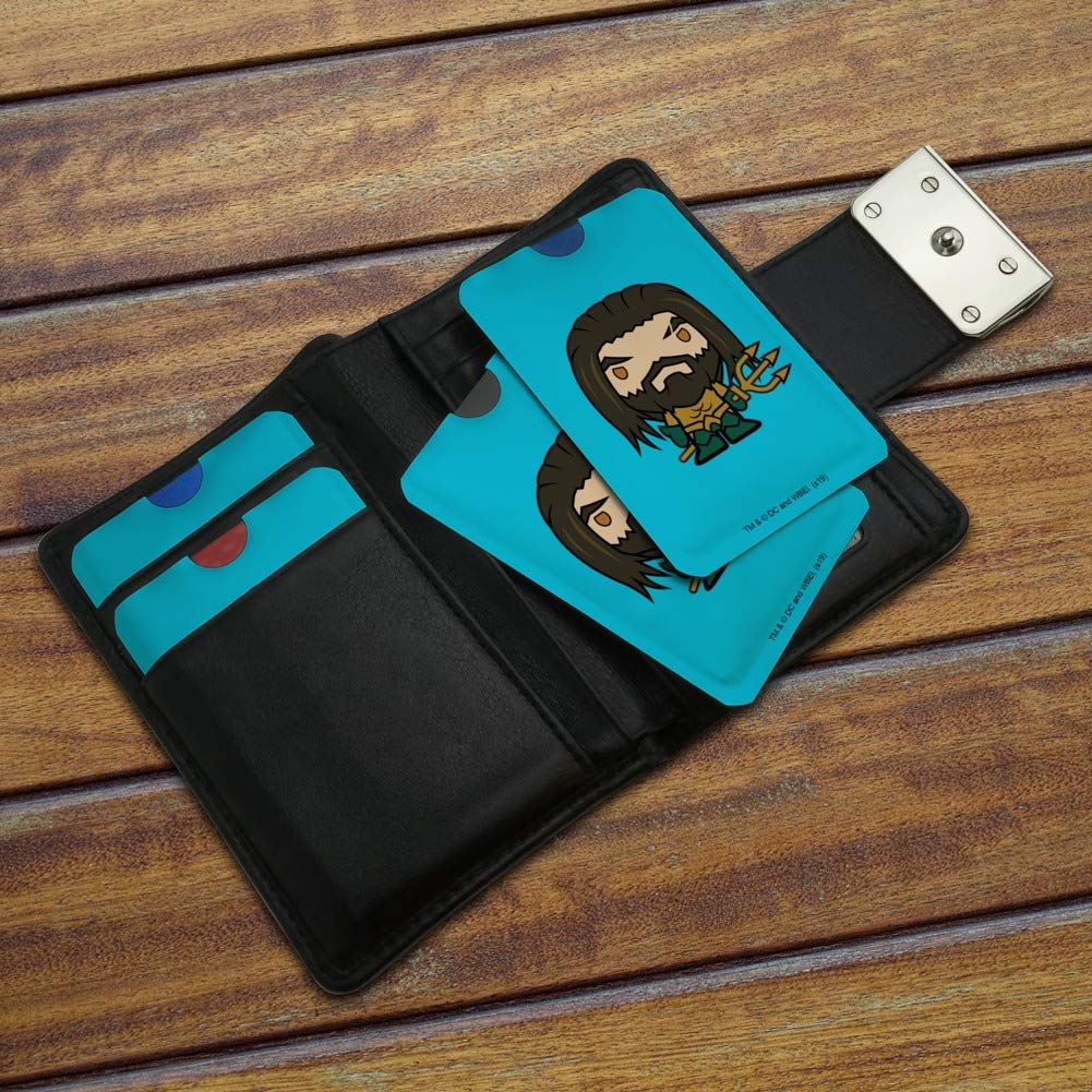 Aquaman Movie Chibi Character RFID Blocking Credit Card Holder Set of 4 - Cute Wallet Protector Sleeves for Travel, Shopping & Daily Use