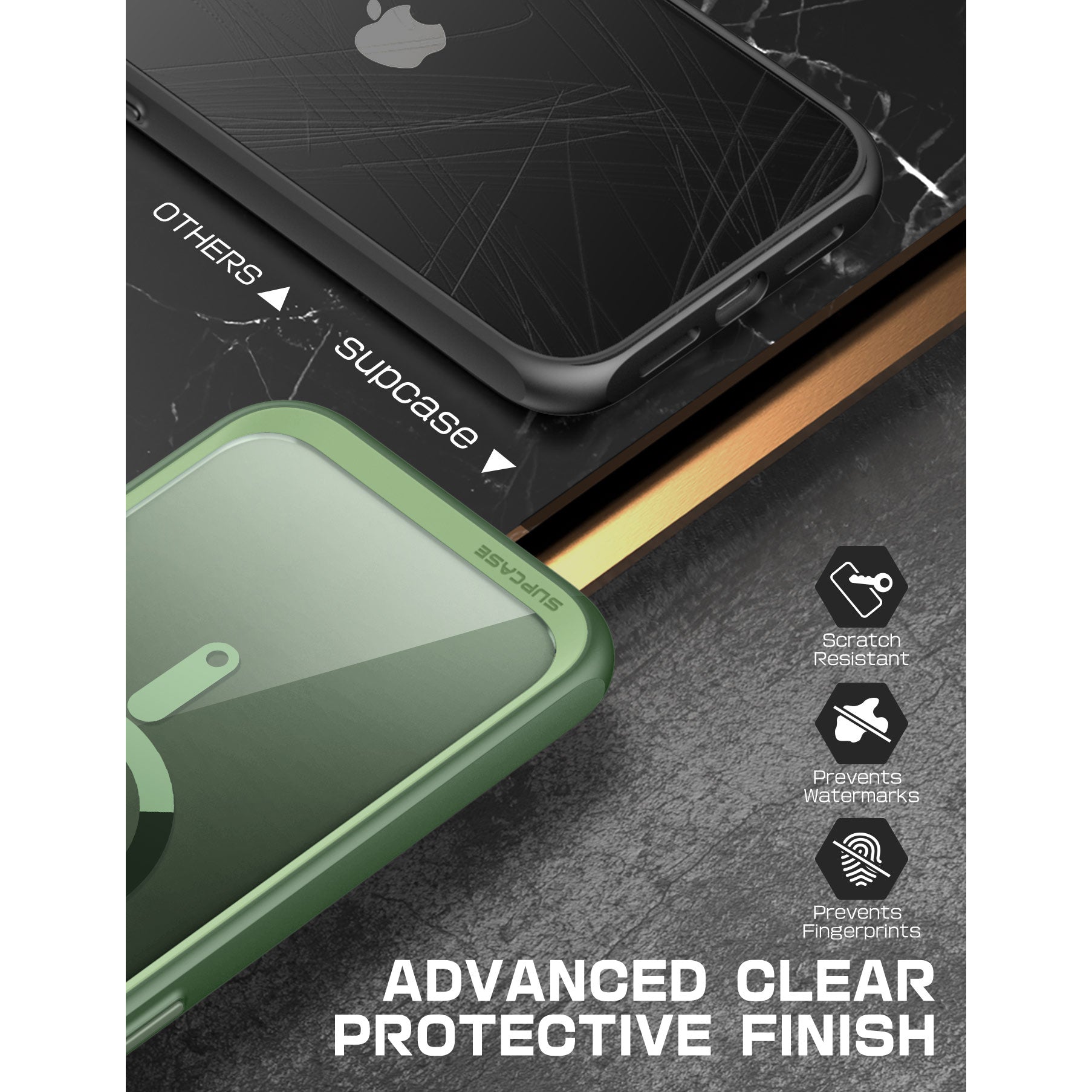 iPhone 13 Pro Case 6.1 Inch - Unicorn Beetle MAG Slim Clear Protective Cover with MagSafe Compatible in Green | Perfect for Everyday Use, Travel & Wireless Charging