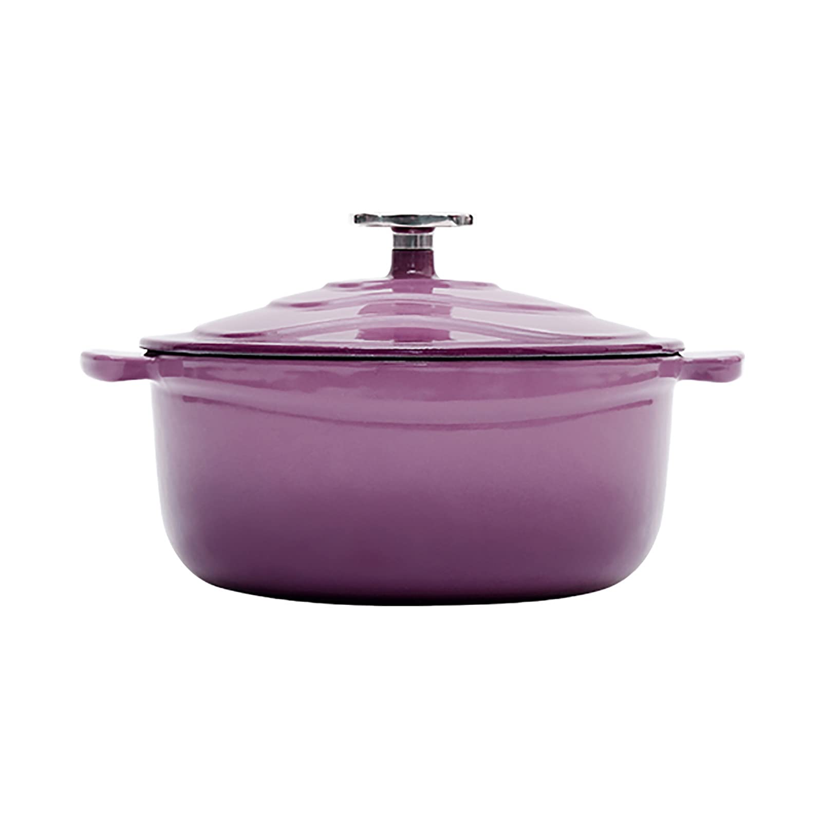3-Quart Enameled Cast Iron Dutch Oven - Non-Stick Round Ceramic Casserole Pan, Purple (3.3L) for Baking, Roasting & Serving - Perfect for Soups, Stews & Family Dinners