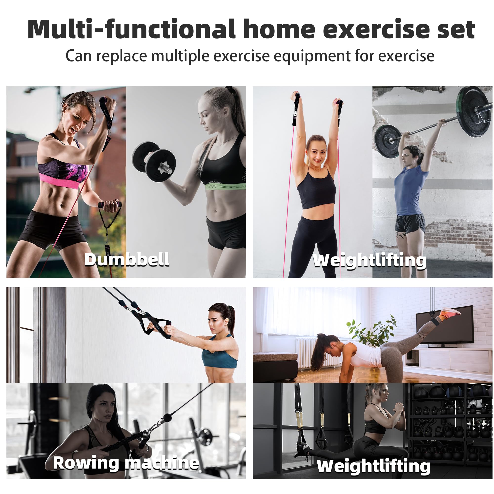 Besloor Resistance Band Set with Handles, Door Anchor & Ankle Strap - Full Body Workout Equipment for Home Gym - Includes Fitness Poster & Video Guide - Perfect for Strength Training, Yoga, and Physical Therapy
