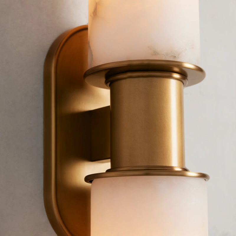 Harlin 2-Light Wall Sconce in Alabaster Finish - Modern Flush Mount Lighting for Bedroom, Hallway & Living Room Decor