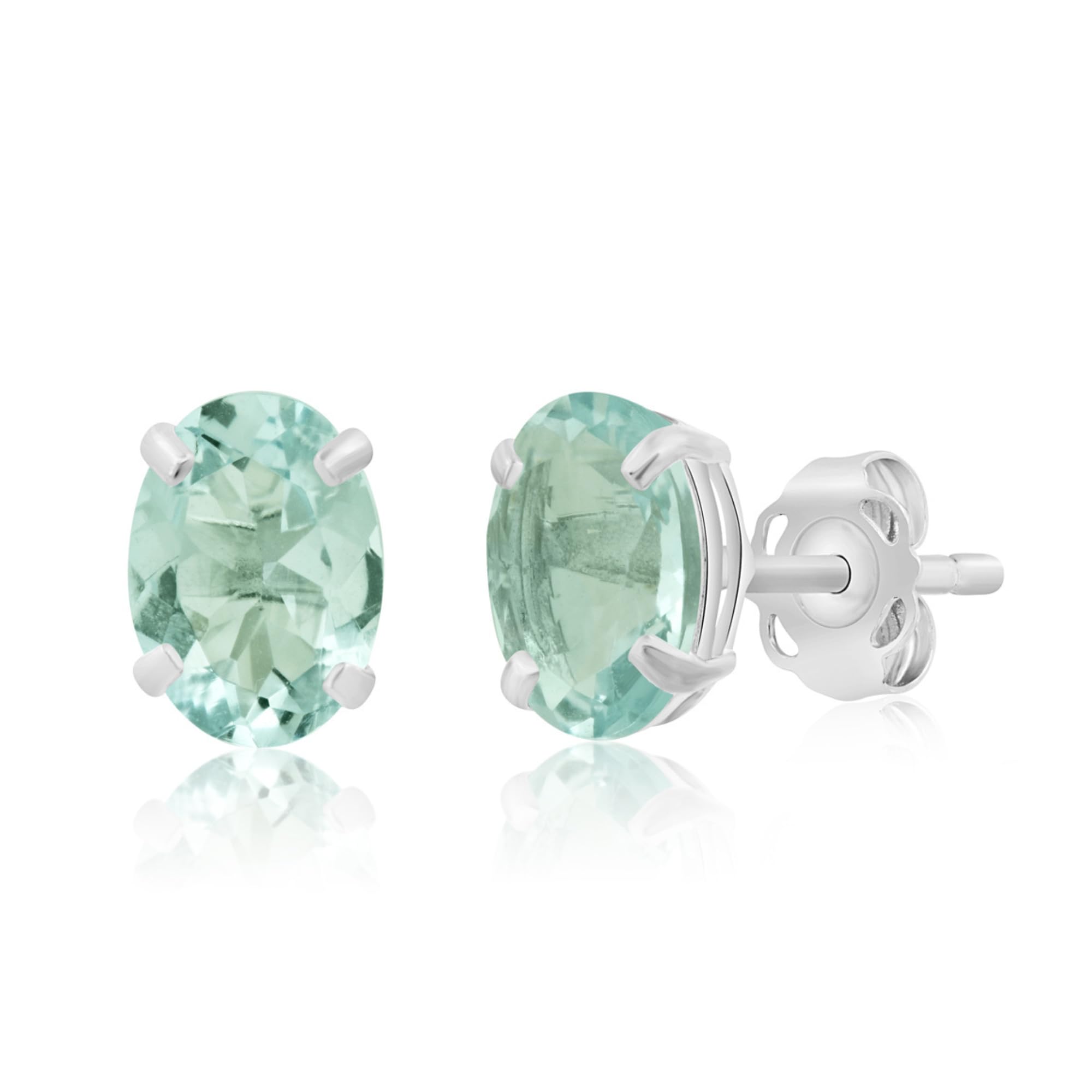 14K Gold Oval Stud Earrings for Women - 7x5mm Gemstone Birthstone Earrings with Push Backs | Real 14 Karat Gold Hypoallergenic Studs | Perfect Gift for Birthday, Anniversary & Everyday Wear by MAX + STONE