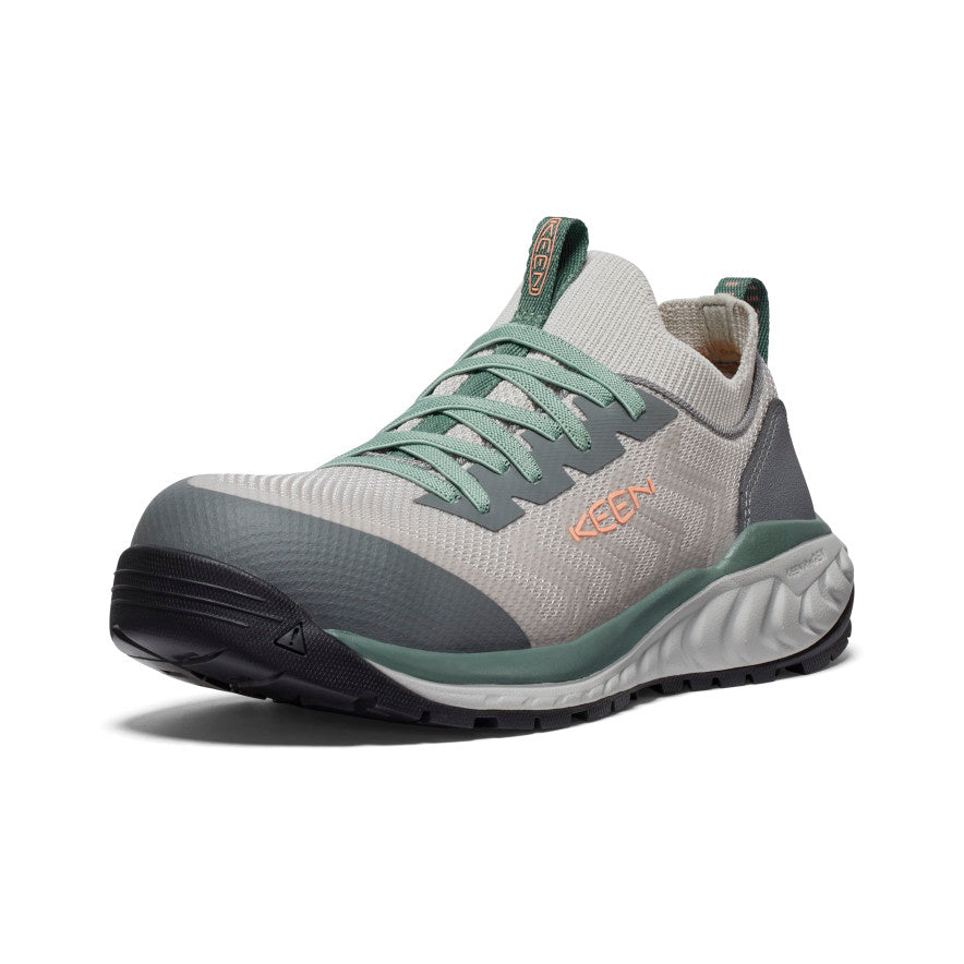 Women's Arvada Steel Toe Work Sneakers - Slip Resistant Safety Shoes for Women, Carbon Toe, Steel Grey/Granite Green - Perfect for Construction, Warehouse & Industrial Work