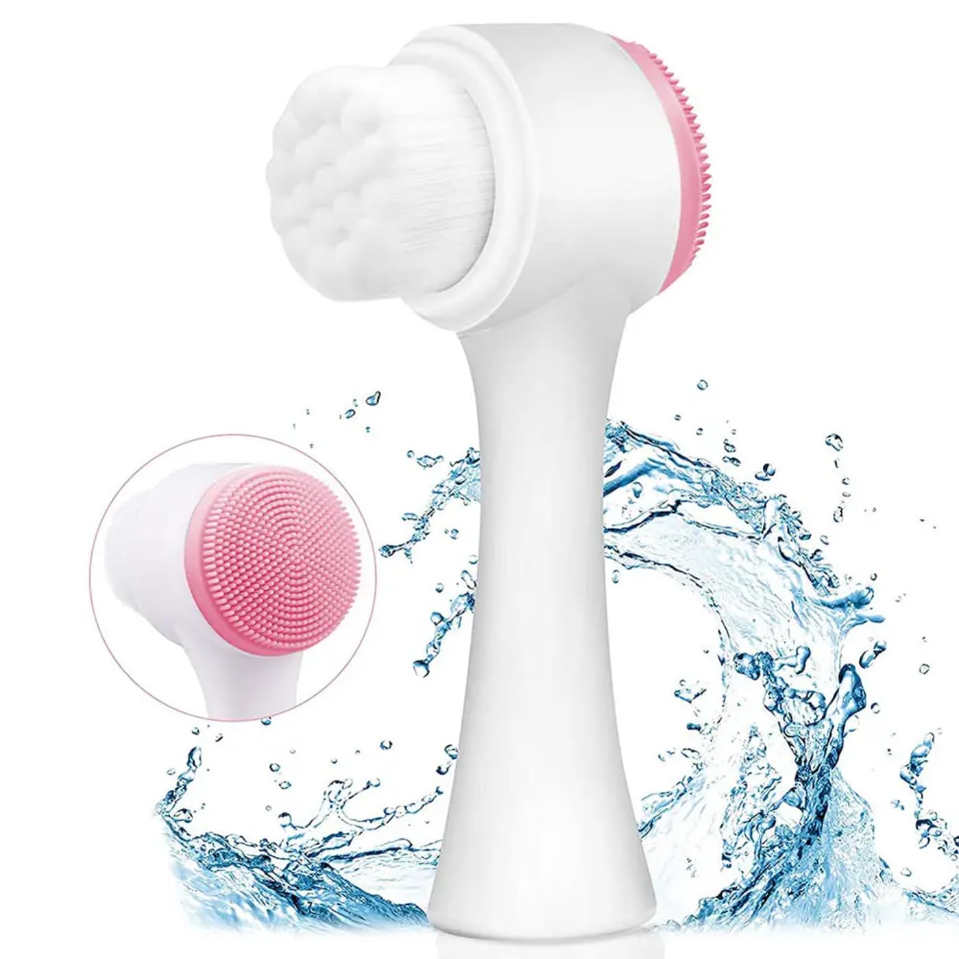 Jiya Enterprise Manual Facial Cleansing Brush - 2-in-1 Silicone Face Scrubber & Massager for Deep Pore Cleansing & Exfoliation | Perfect for Daily Skincare Routine & Spa-Like Facial at Home