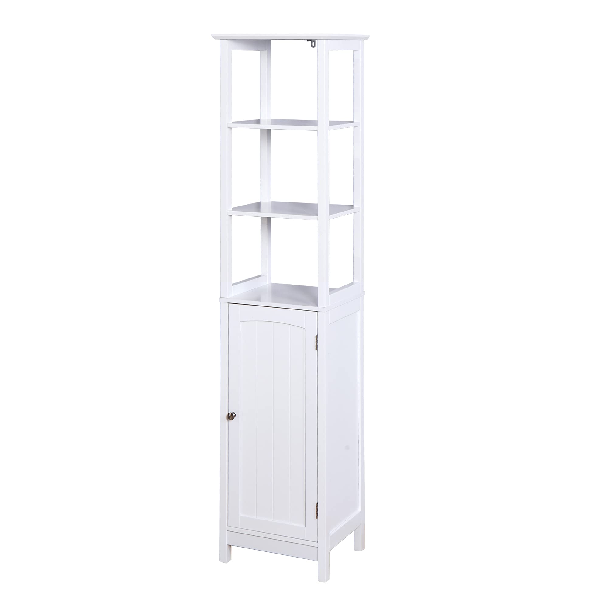 White Freestanding Bathroom Storage Cabinet with Drawer - Space Saving Organizer for Towels, Toiletries & Cosmetics - Perfect for Small Bathrooms, Vanities & Apartment Living