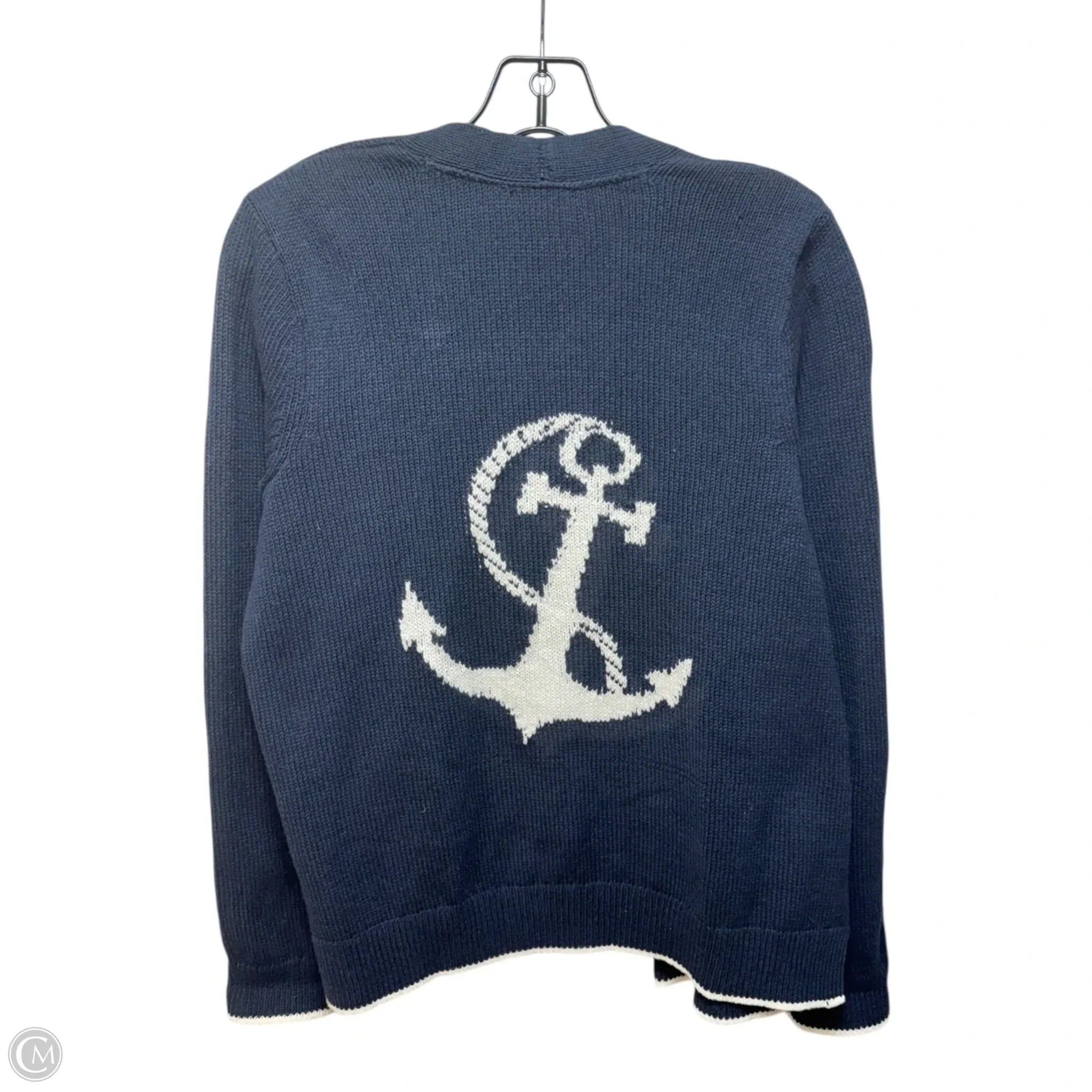 J. Jill Navy Anchor Sweater Cardigan for Women - Size S | Cozy Knit Pullover for Casual Wear & Layering