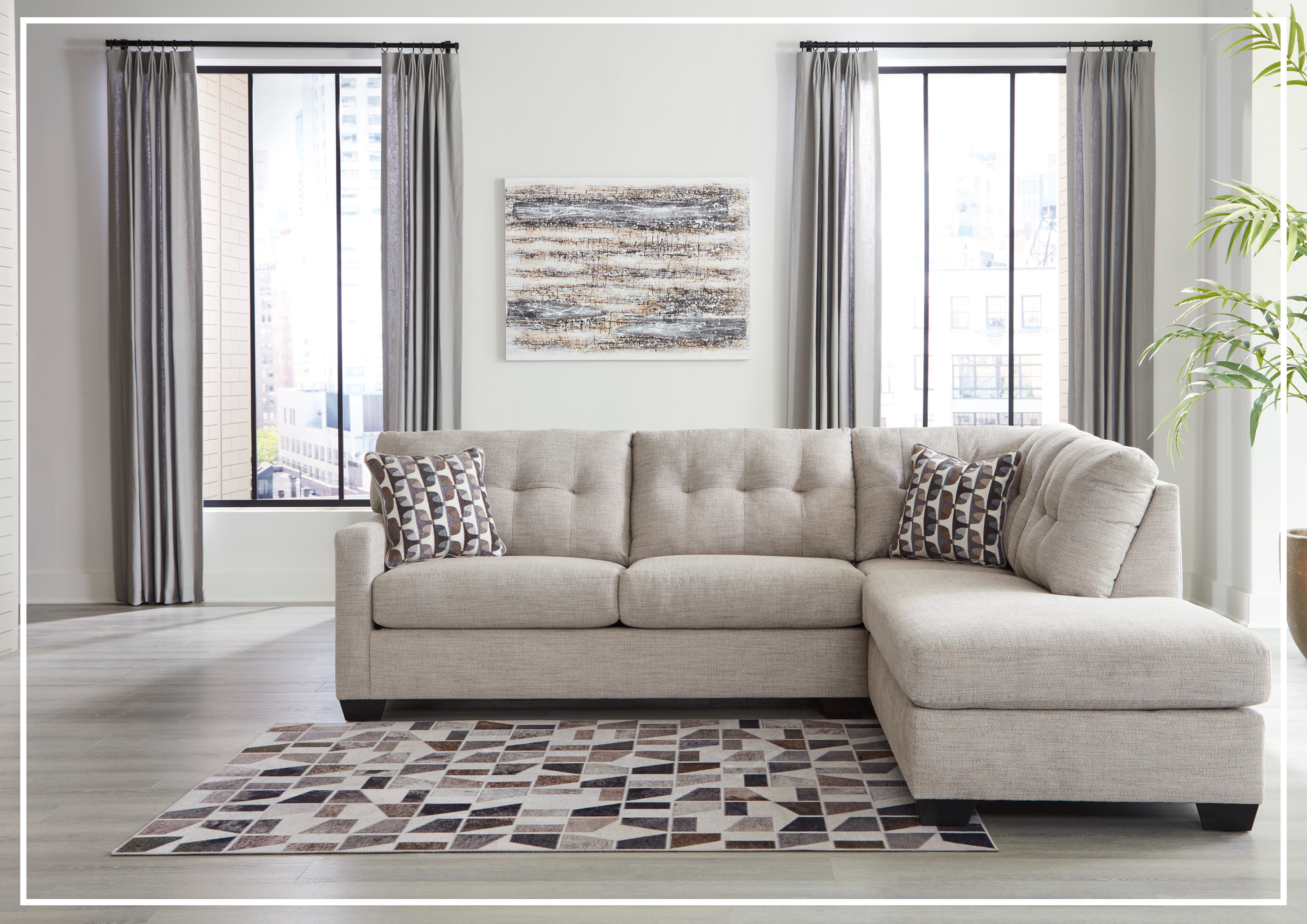 Gio Italia Marston Fabric 2-Piece Sleeper Sectional Sofa with Chaise Lounge | Light & Dark Color Options | Perfect for Small Spaces & Guest Rooms