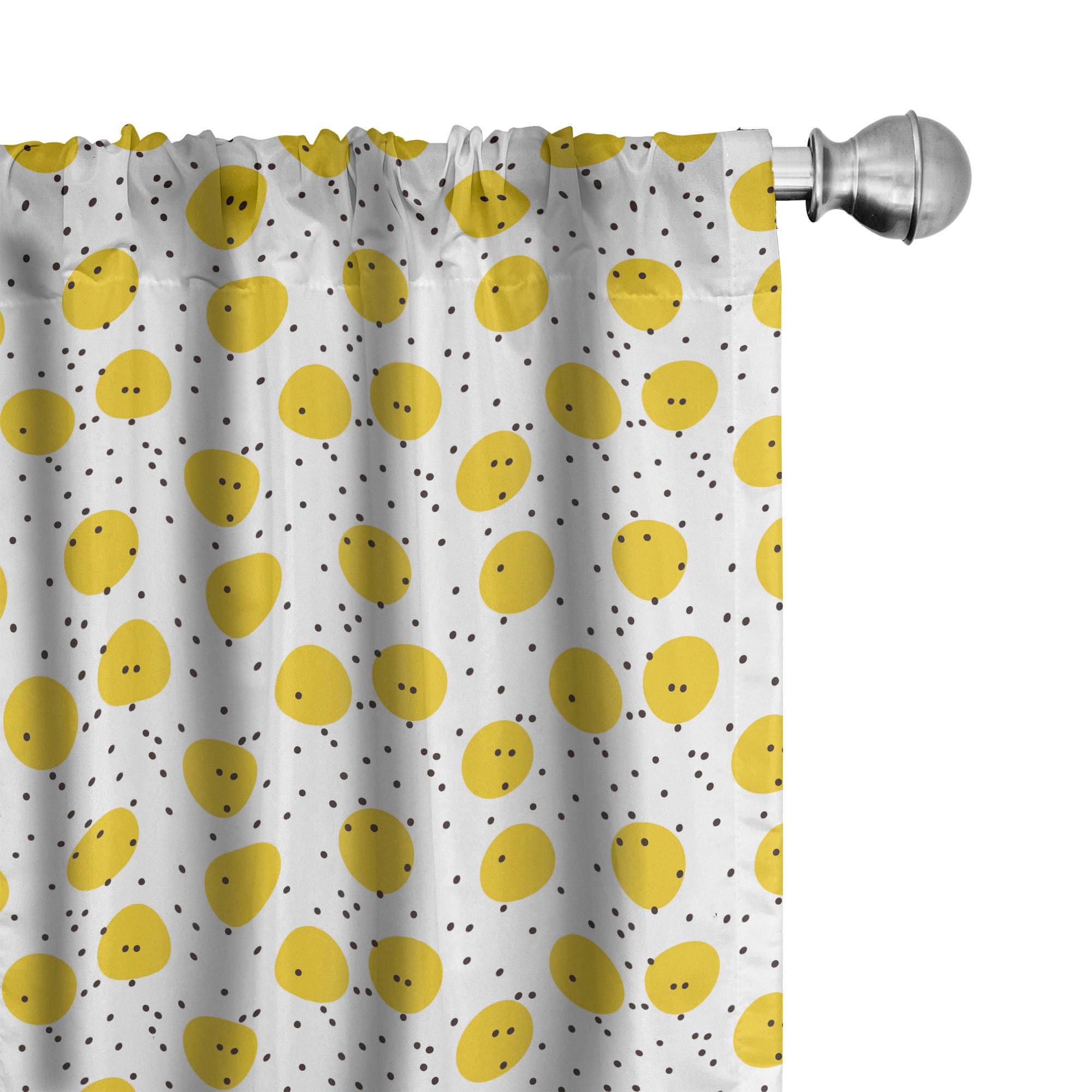 Ambesonne Yellow and White Curtains - Modern Geometric Circles & Dots Design, 2 Panel Set (28