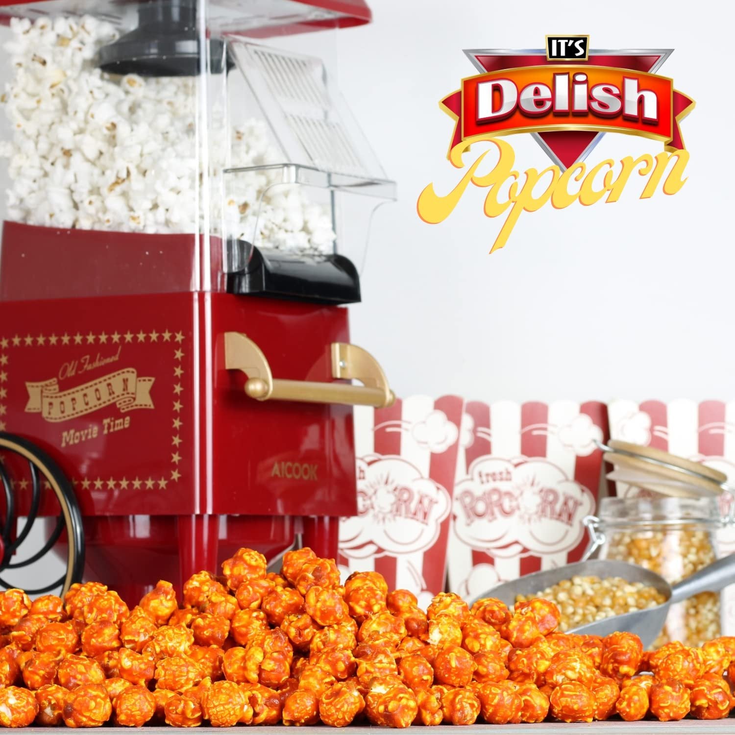 Crunchy Orange Flavored Popcorn - 16oz Jumbo Size Container - Sweet & Tangy Snack for Movie Nights, Parties & Office Breaks