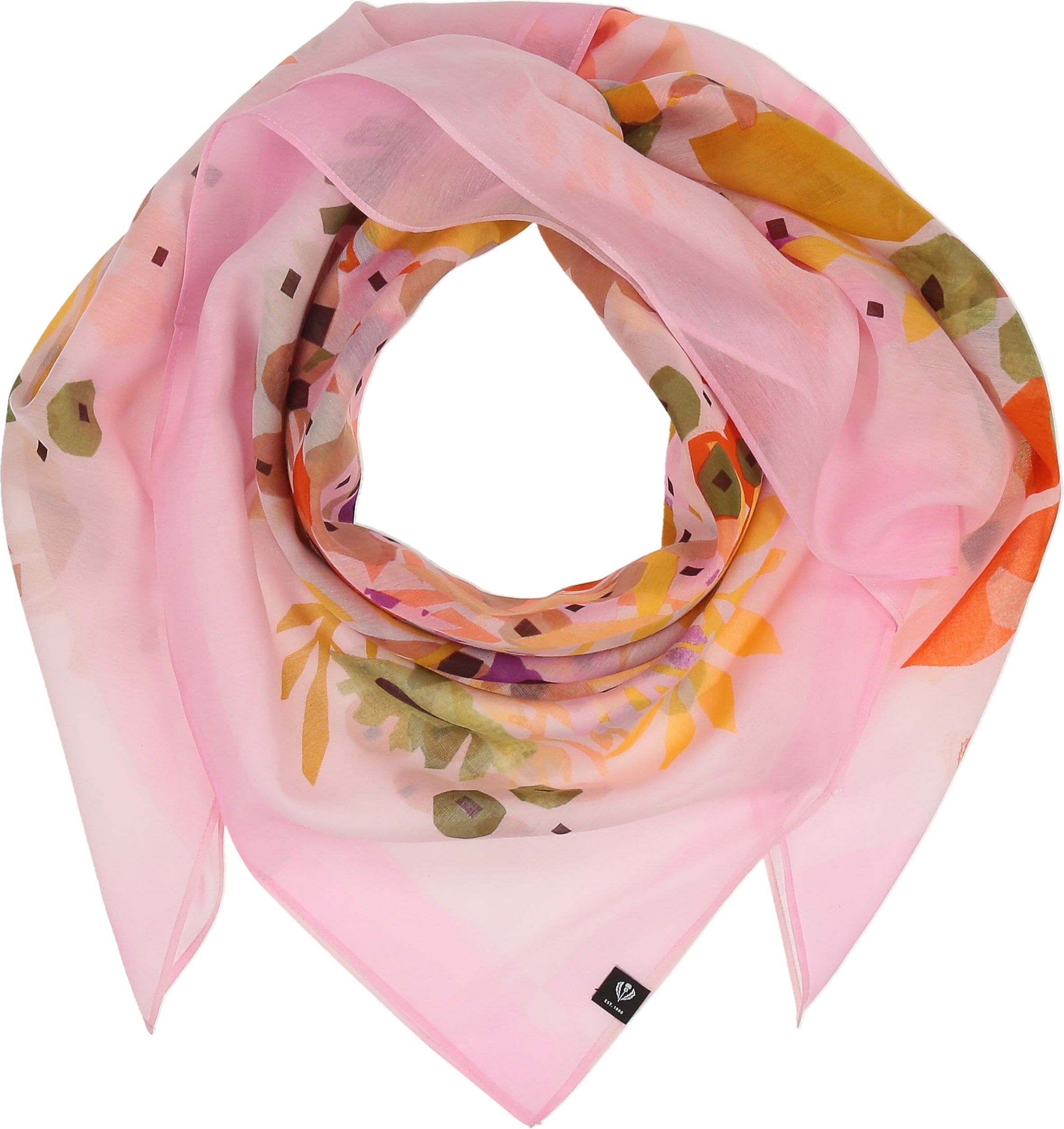 Floral Artistry Cotton Silk Square Scarf - Elegant Fashion Accessory for Women, Perfect for Spring Outfits & Special Occasions