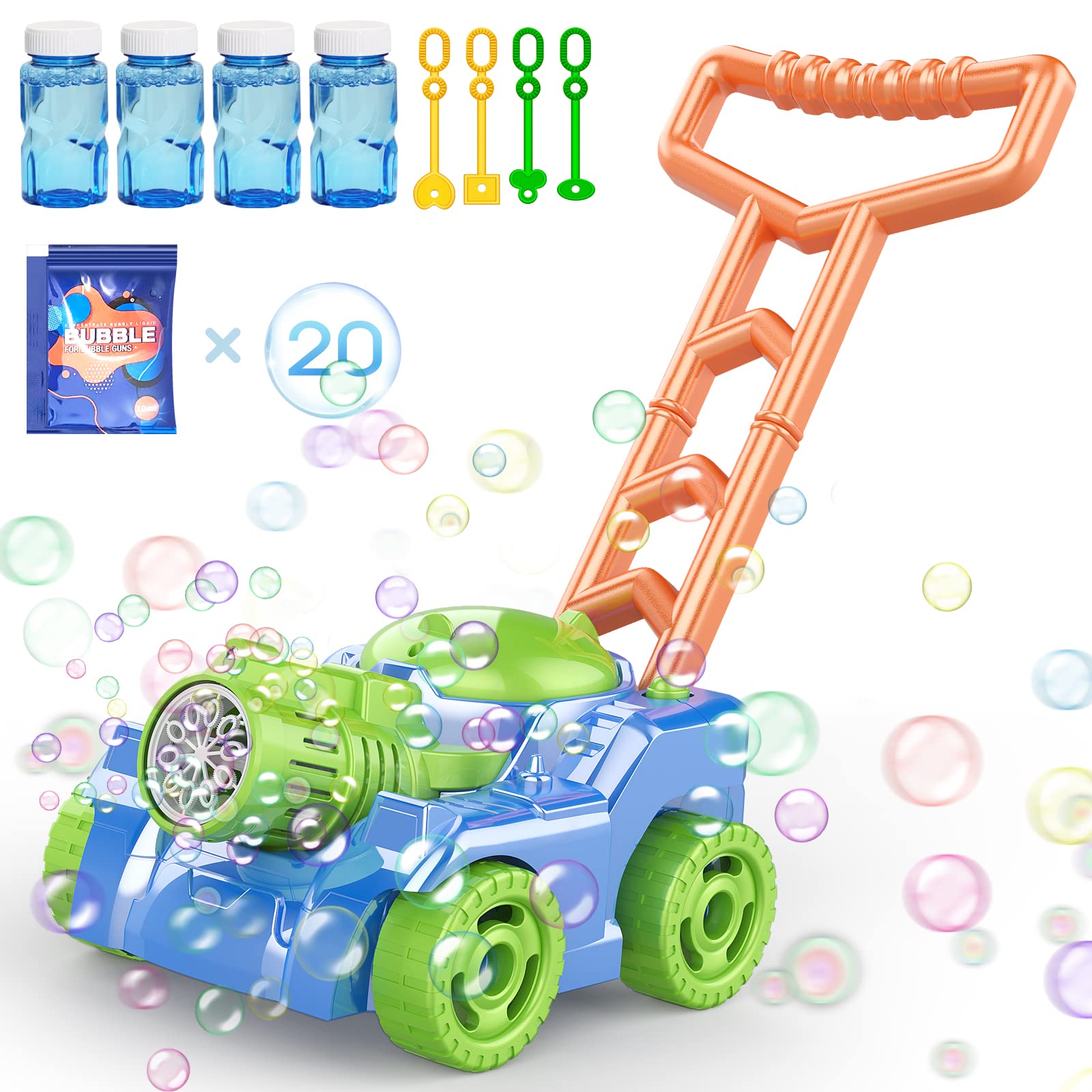 Best Bubble Lawn Mower for Kids & Toddlers - Automatic Push Toy for Outdoor Play, Summer Backyard Fun, Beach & Pool Activities - Perfect Birthday, Christmas Gift for Boys & Girls Ages 3-8 - Great for Parties, Weddings & Outdoor Adventures