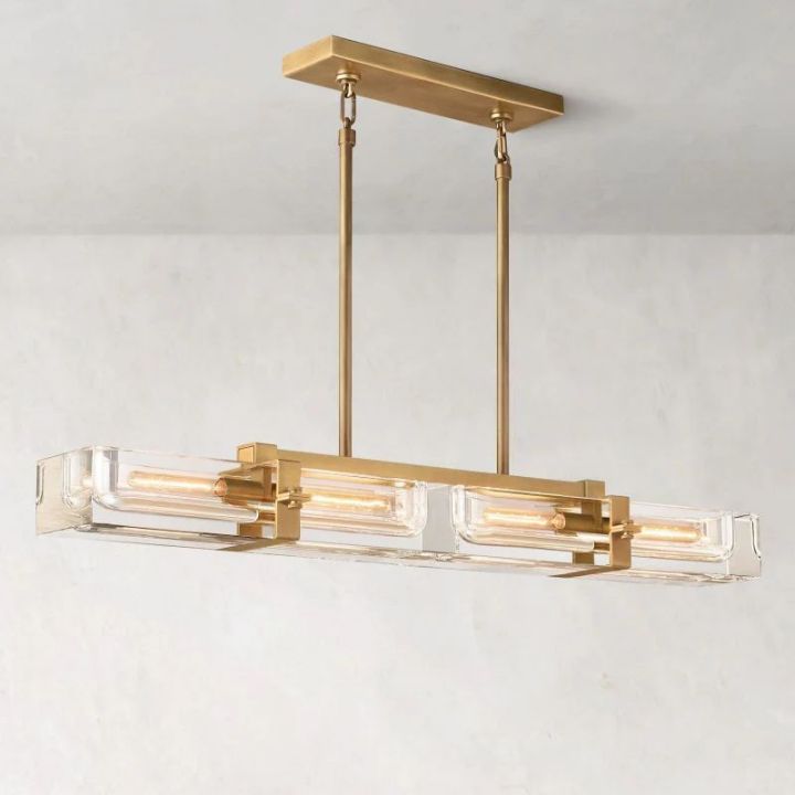 Eloise 48-Inch Linear Chandelier - Modern Crystal Pendant Lighting Fixture for Dining Room, Kitchen Island & Bedroom