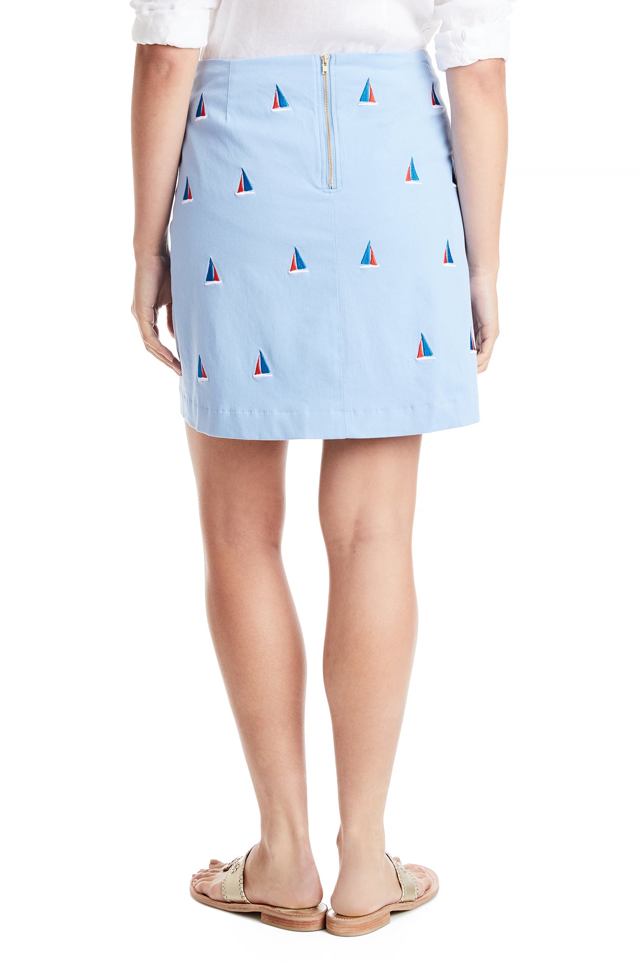 Stylish Ali Stretch Twill Skirt with Americana Sailboat Print - Comfortable & Fashionable for Casual Outings, Summer Vacations, and Office Wear