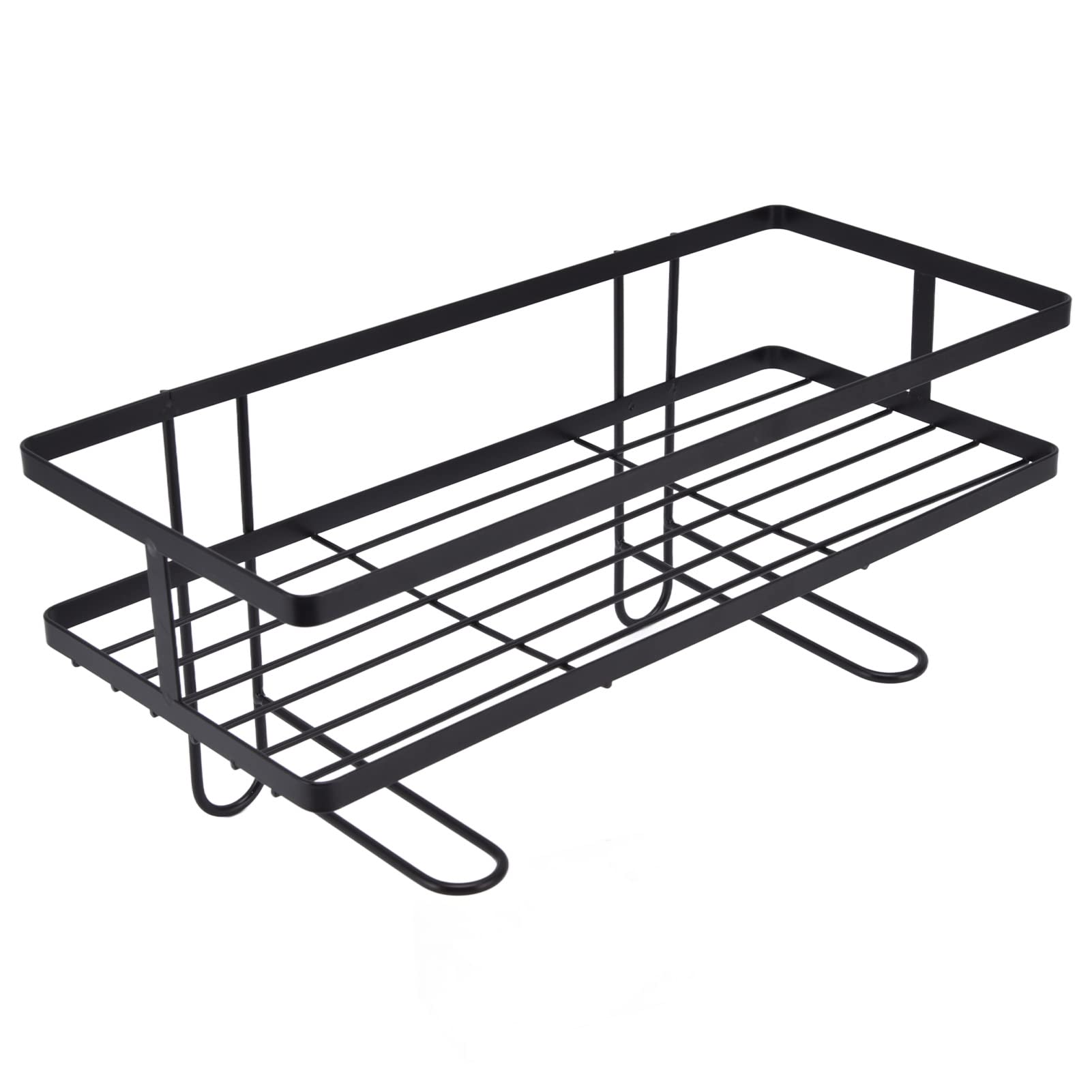 Gaeirt Bathroom Toilet Shelf - Easy Drain Hollow Design, Heavy Duty Bathroom Storage Organizer with Hooks for Towels & Toiletries - Space Saving Home Organization Solution for Small Bathrooms (Black)