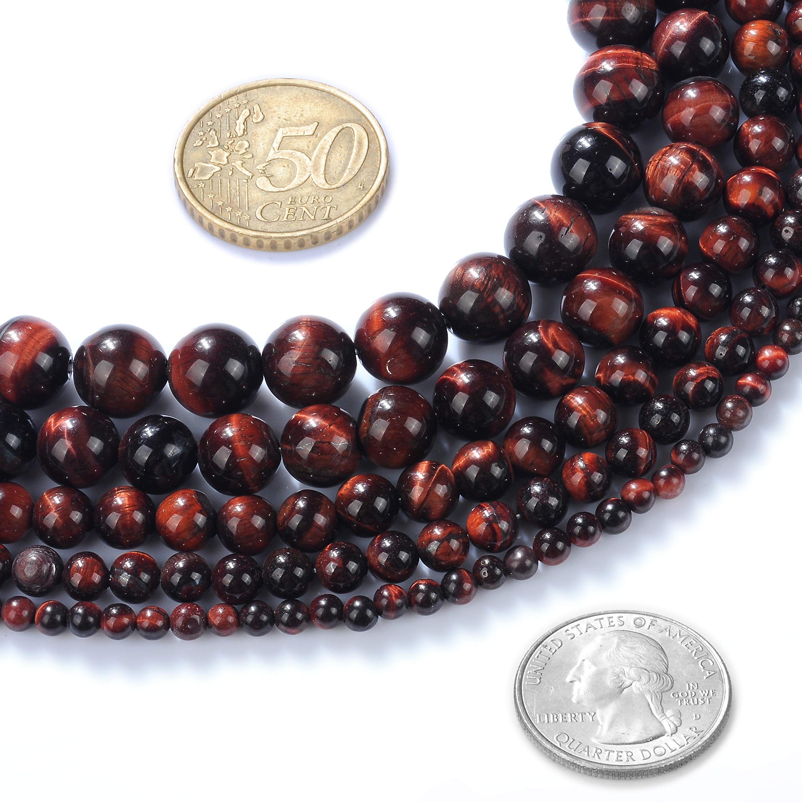 6mm Natural Red Tiger Eye Gemstone Round Loose Beads for Jewelry Making DIY - Crystal Energy Healing Stone (1 Strand 15
