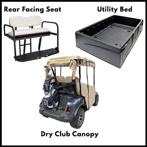 Premium Golf Cart Cover for EZGO TXT (1993-2013) - 3-Sided Track Style Waterproof Cover - Marine Grade Vinyl - Fits Golf Bags, Utility Box & Rear Seats - Ideal for Outdoor Storage & Weather Protection