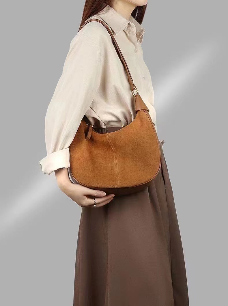 Stylish Semi-Circle Soft Leather Tote Bag for Women - Lightweight & Durable Handbag for Work, Travel & Everyday Use