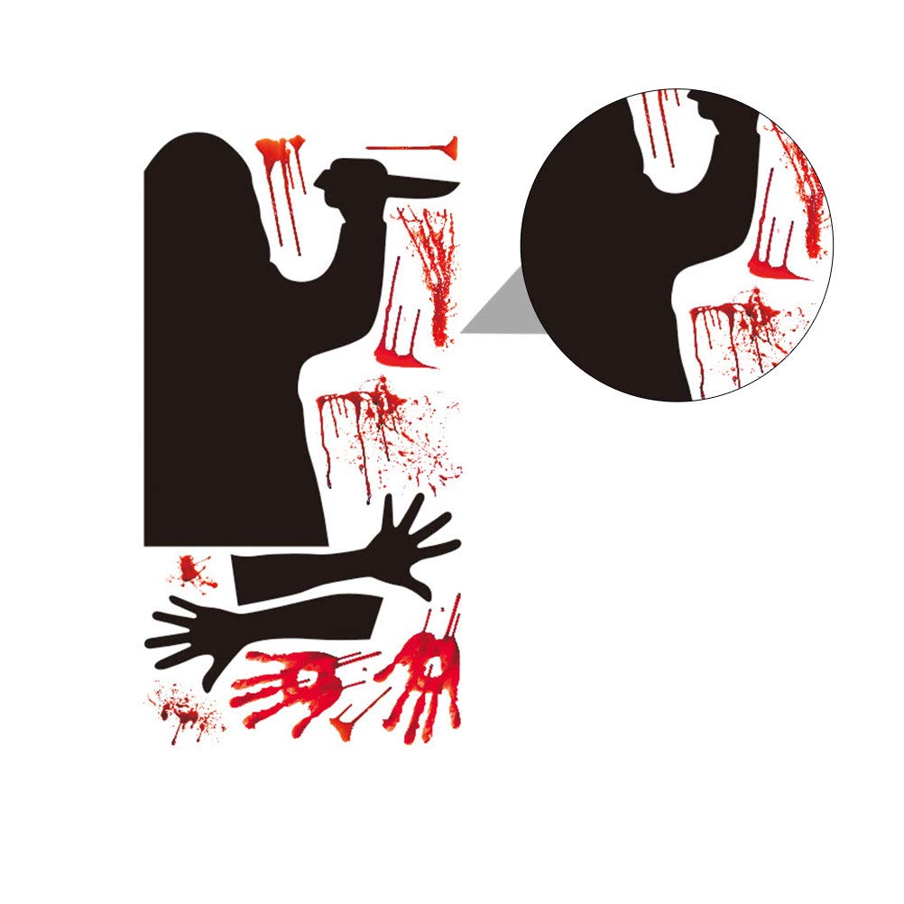 BESPORTBLE Halloween Blood Handprint Stickers - Vampire Zombie Party Decor, Spooky Crime Scene Wall Decals, PVC Ghost Stickers for Halloween Party Decorations & Haunted House Props