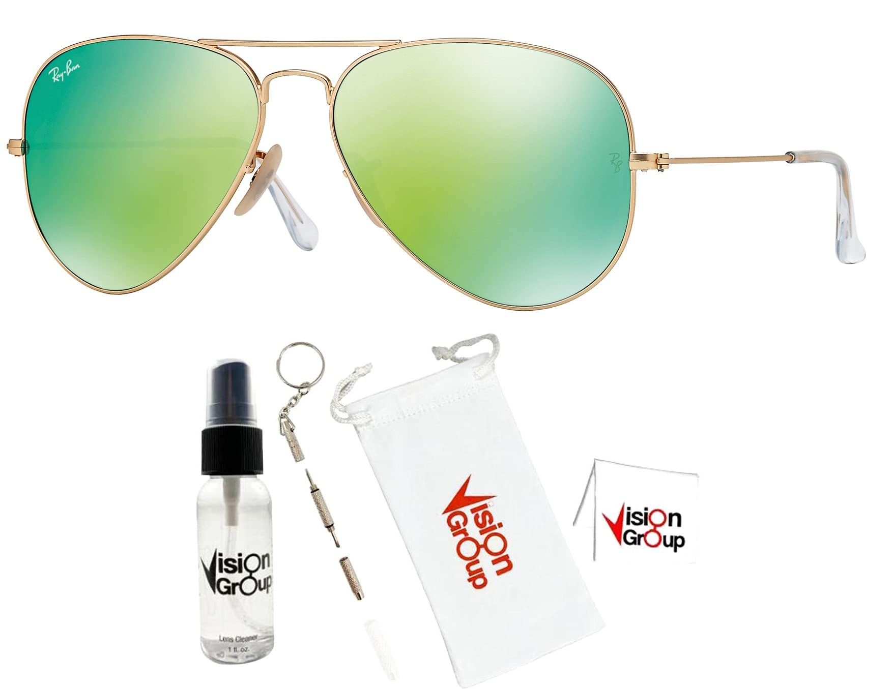 Ray-Ban RB3025 Classic Metal Aviator Sunglasses with UV Protection & Premium Lens Cleaning Kit - Perfect for Driving, Travel, and Outdoor Activities