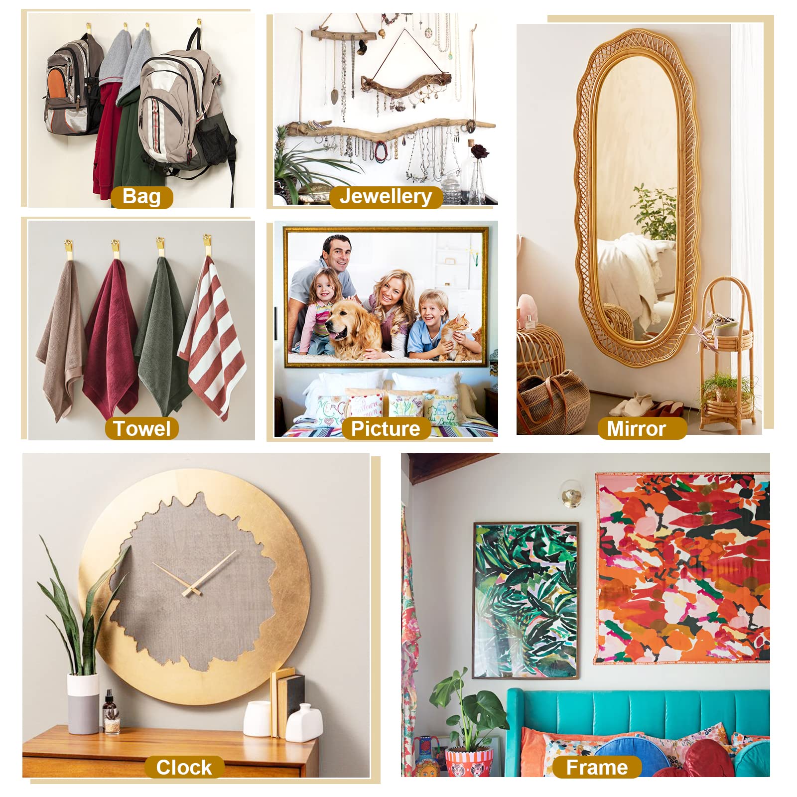 Modacraft 372PCS Heavy Duty Picture Hanging Kit - Includes Hooks, Nails, Wire & Mini Level for Frames, Mirrors, Canvas - Supports Up to 75lbs on Plasterboard Walls - Perfect for Home Decor, Gallery Walls & Office Display