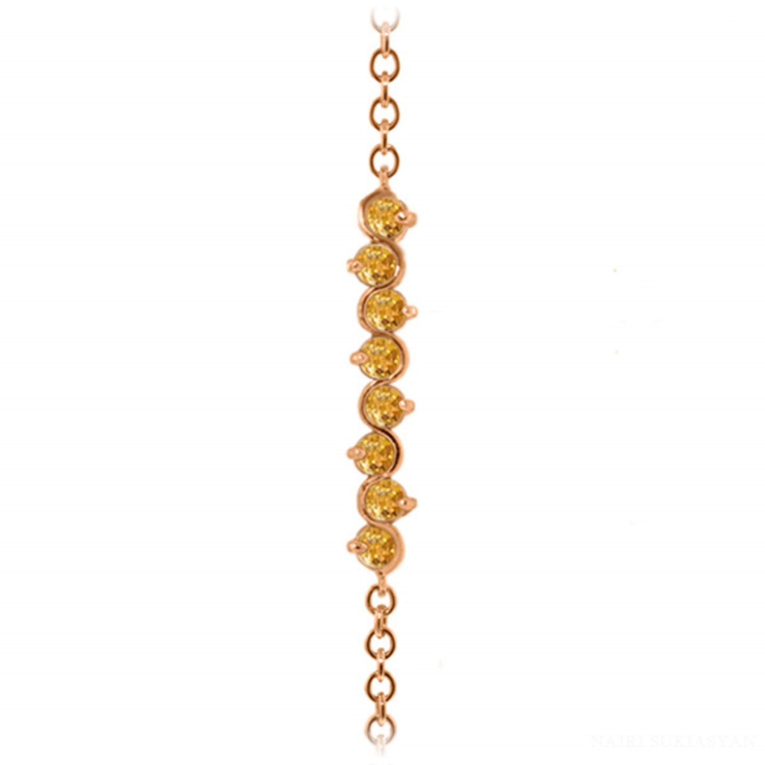 1.55 Carat Natural Citrine 14K Solid Rose Gold Bracelet for Women - Elegant Jewelry Gift for Birthday, Anniversary & Special Occasions